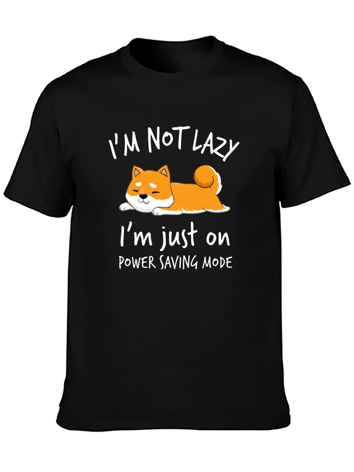 Lazy Shiba Inu Power Saving Mode Graphic Tee