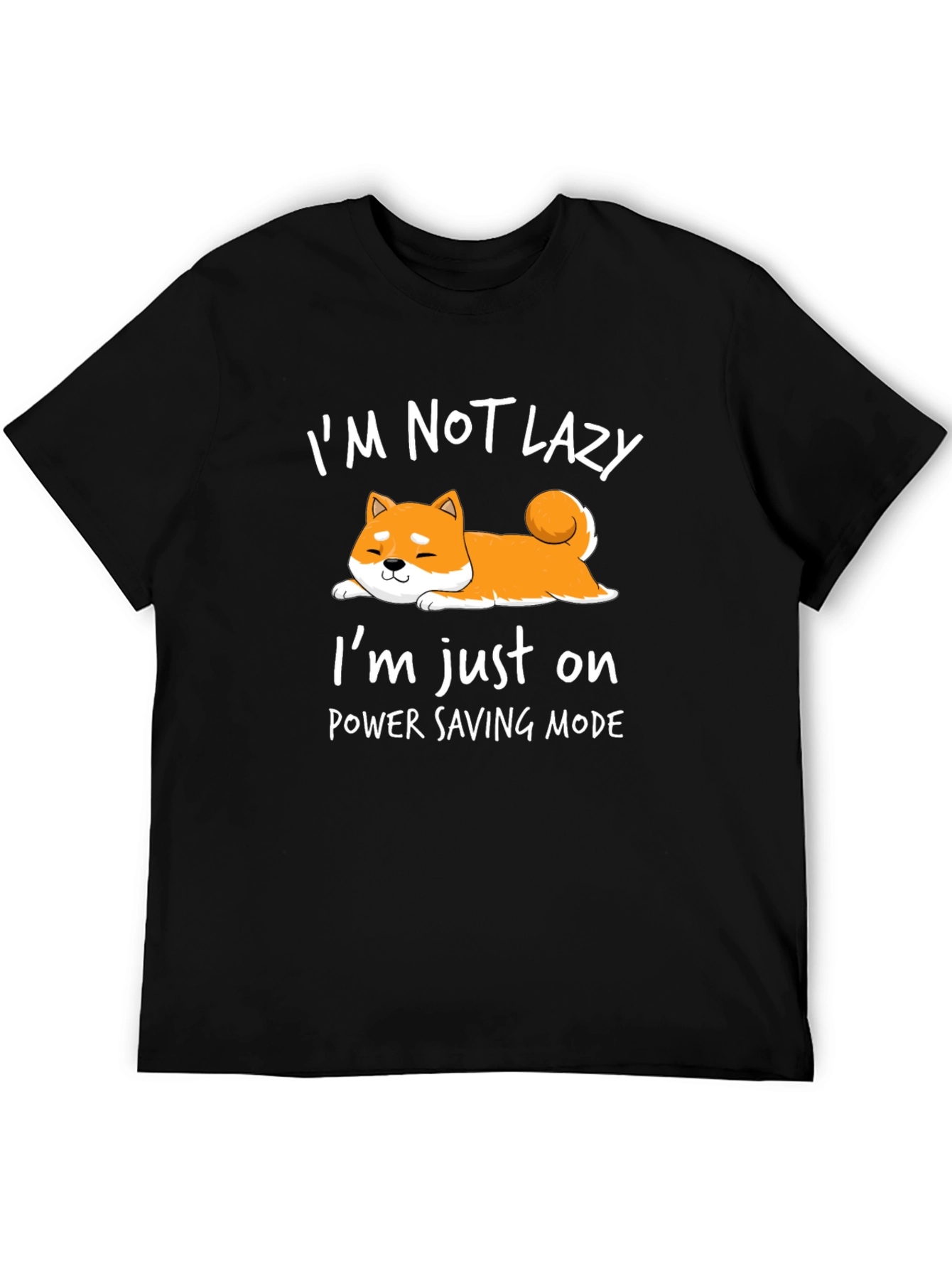 Lazy Shiba Inu Power Saving Mode Graphic Tee
