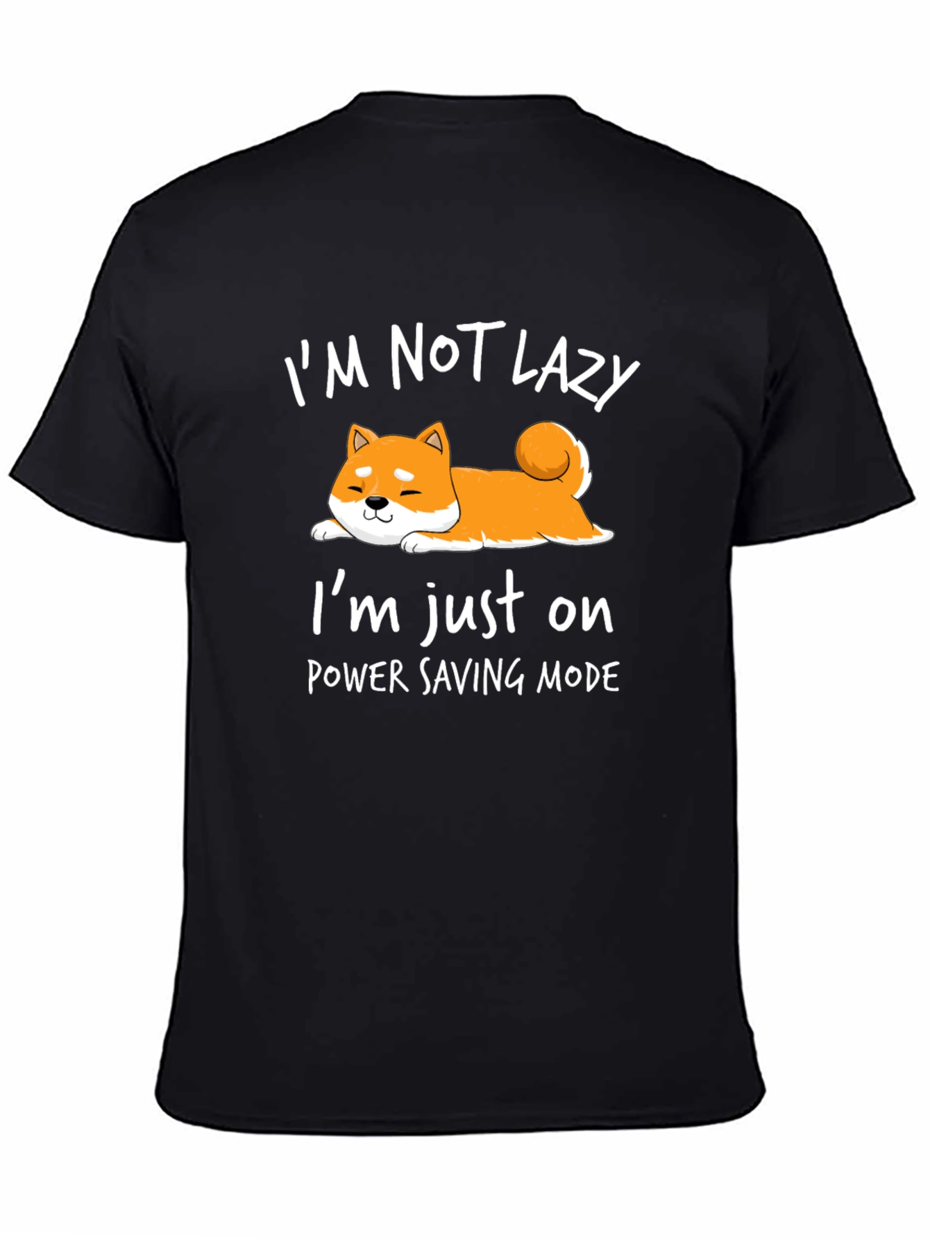 Lazy Shiba Inu Power Saving Mode Graphic Tee