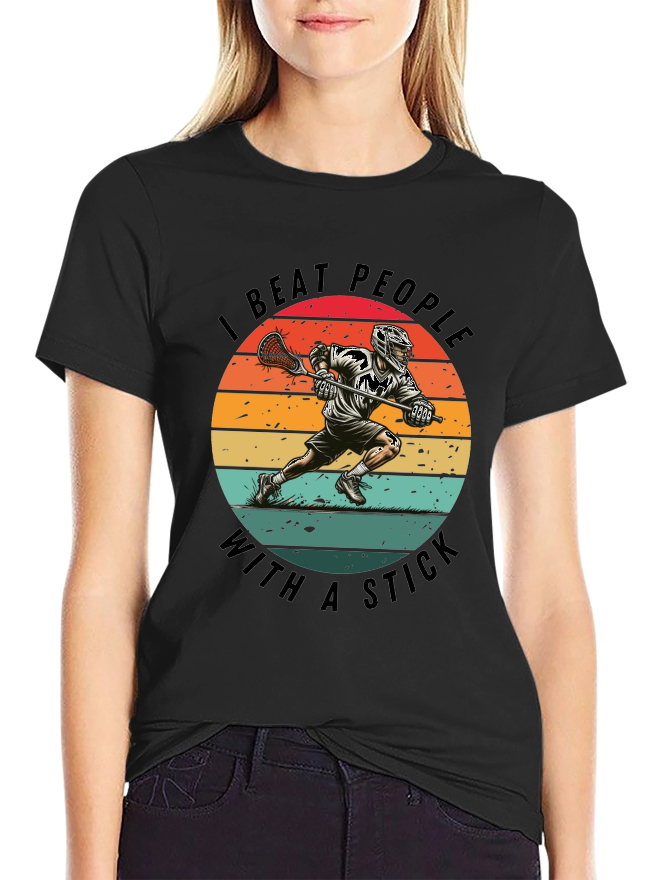 Lacrosse T-Shirt - I Beat People With A Stick