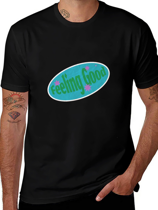 Feeling Good Graphic Tee - Black Cotton Comfort