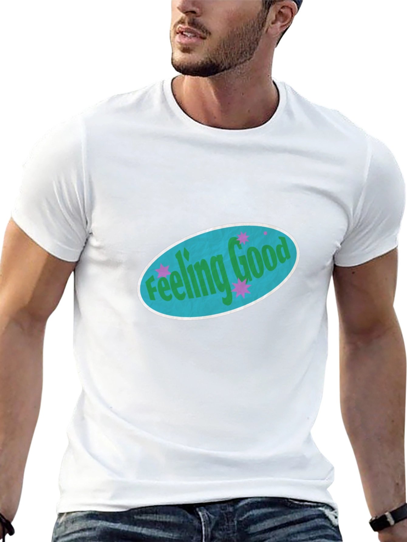 Feeling Good Graphic Tee - Black Cotton Comfort