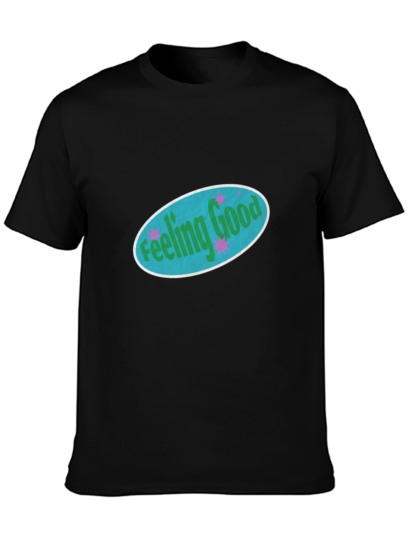 Feeling Good Graphic Tee - Black Cotton Comfort