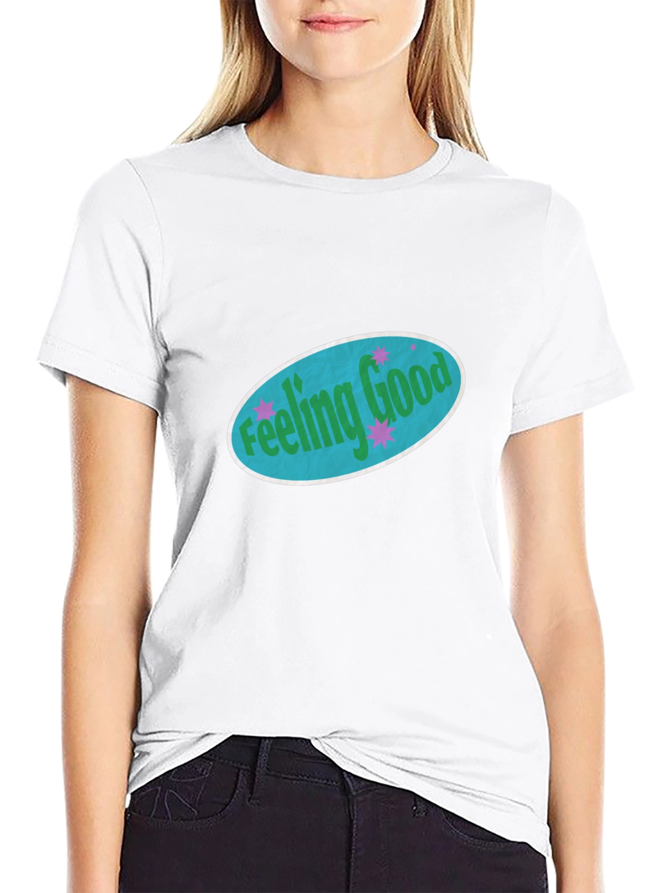 Feeling Good Graphic Tee - Black Cotton Comfort