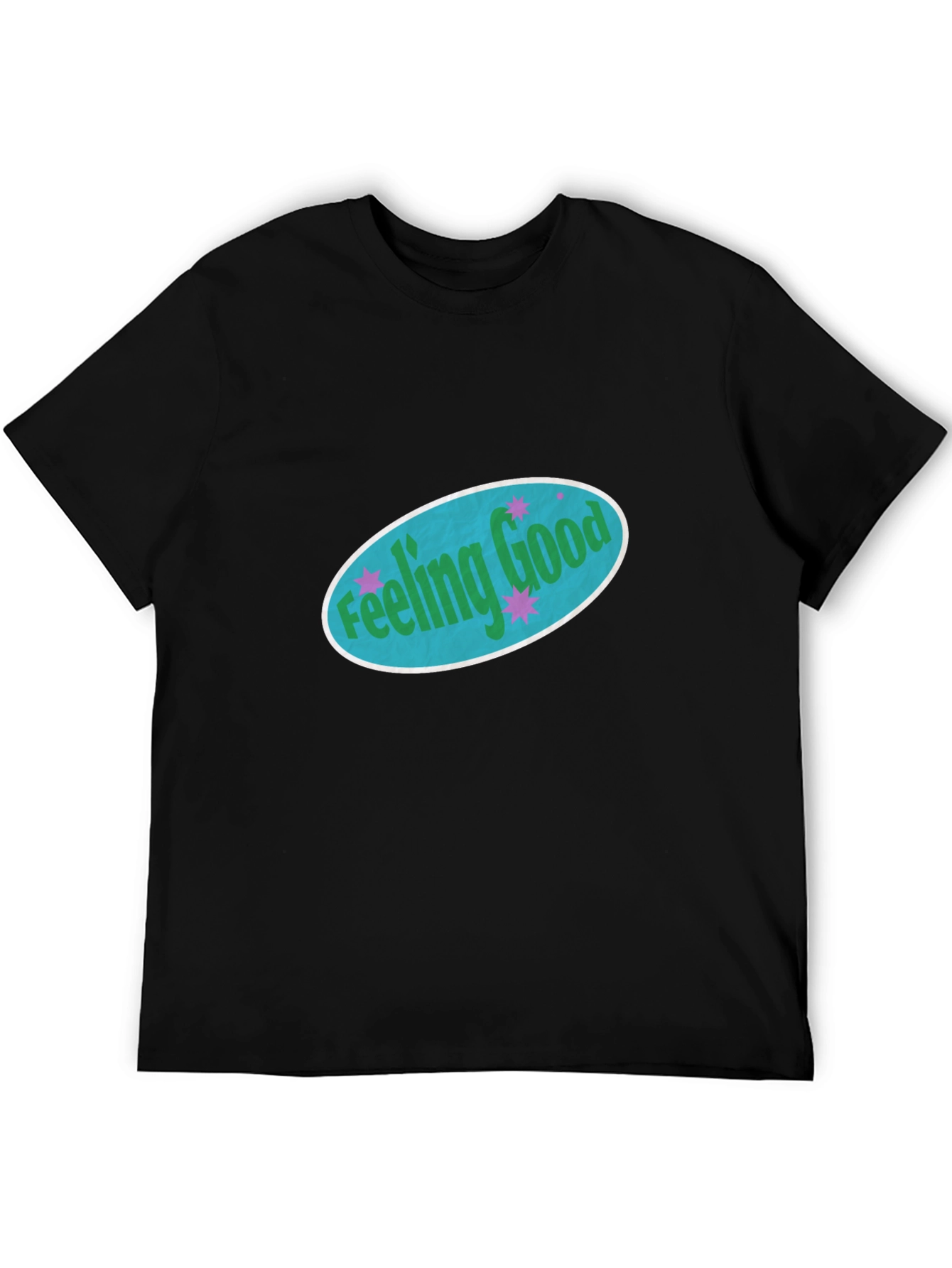 Feeling Good Graphic Tee - Black Cotton Comfort