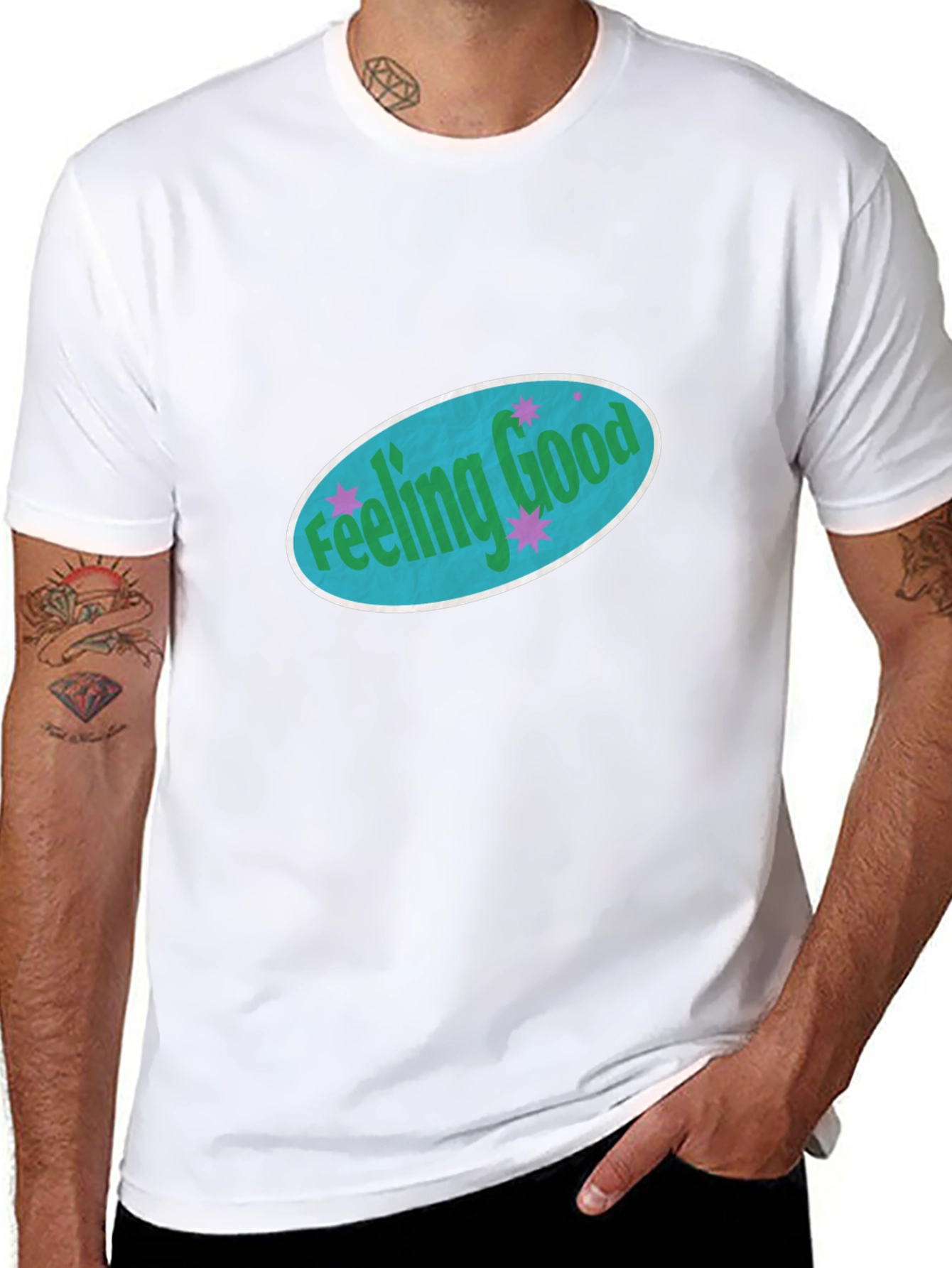 Feeling Good Graphic Tee - Black Cotton Comfort
