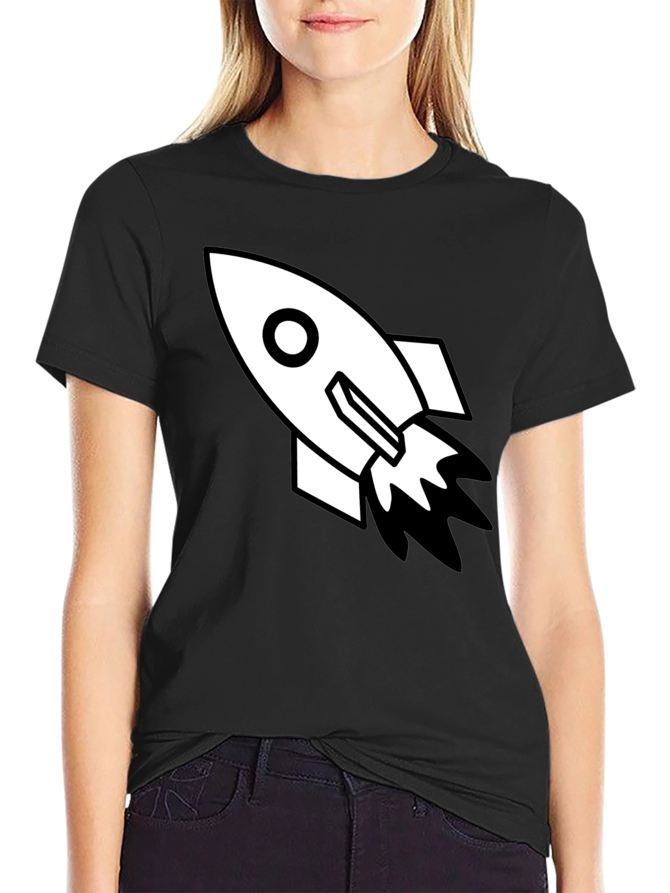 Rocket Graphic Tee - Black Cotton Blend