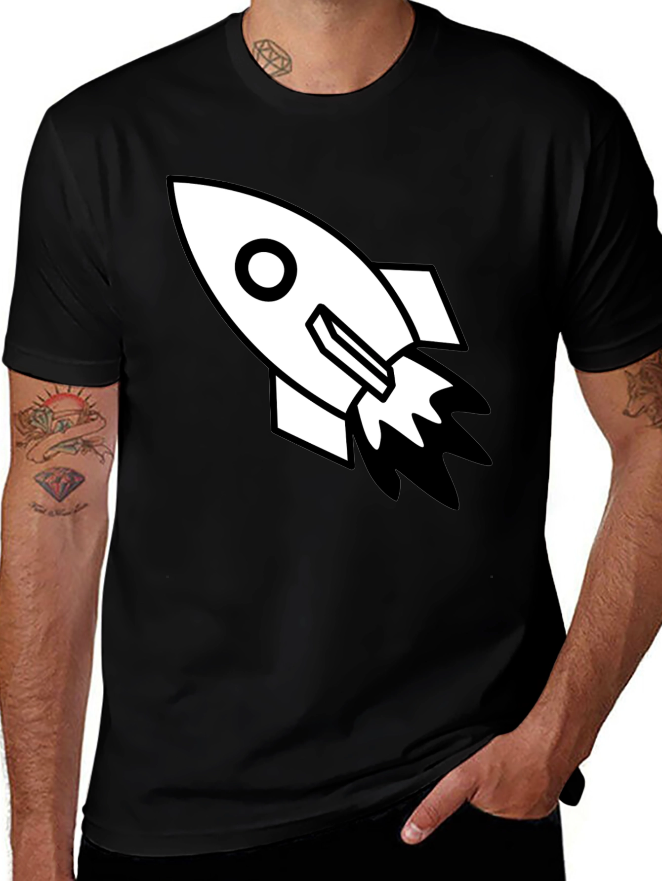 Rocket Graphic Tee - Black Cotton Blend