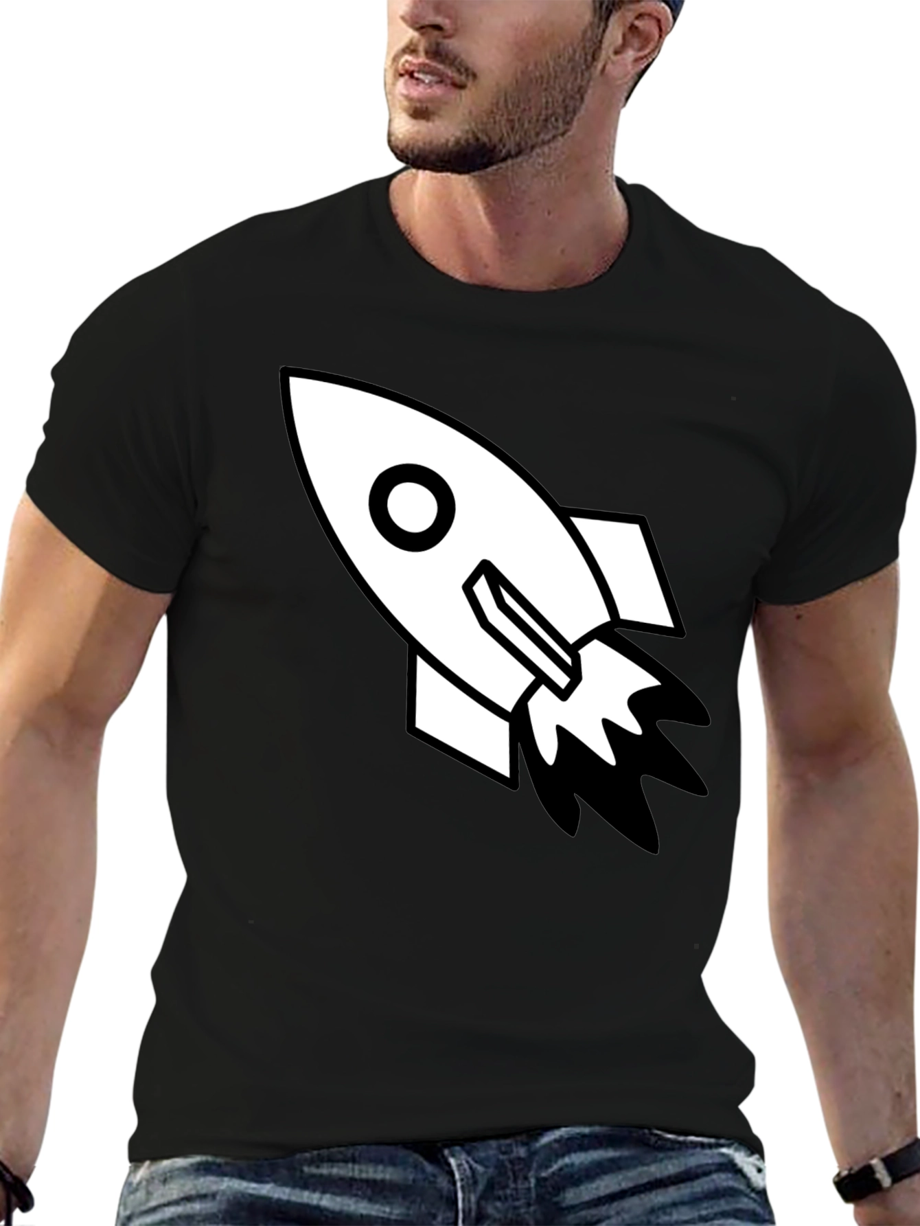 Rocket Graphic Tee - Black Cotton Blend