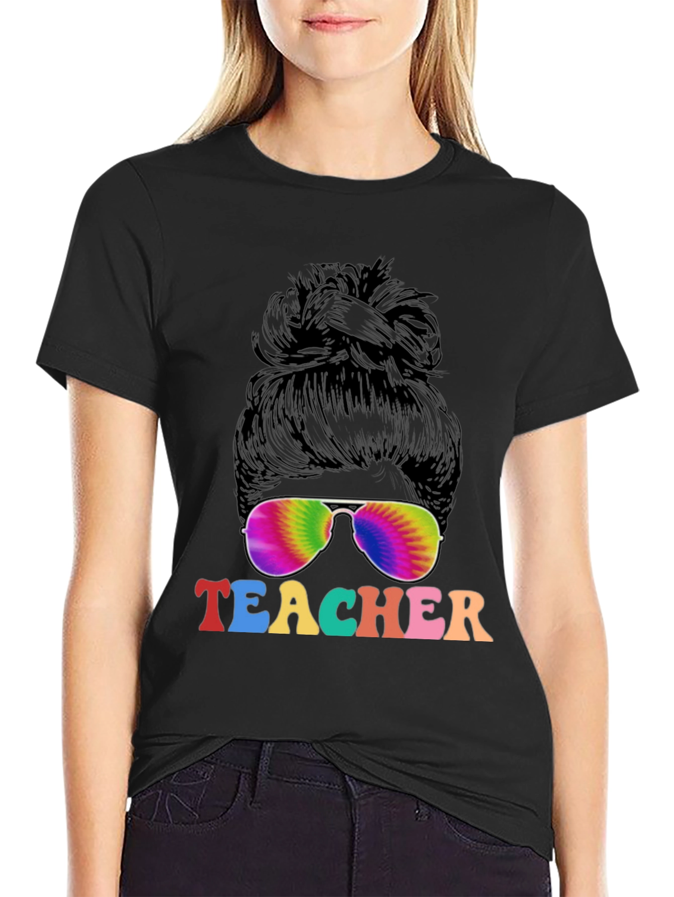 Teacher Messy Bun Graphic T-Shirt