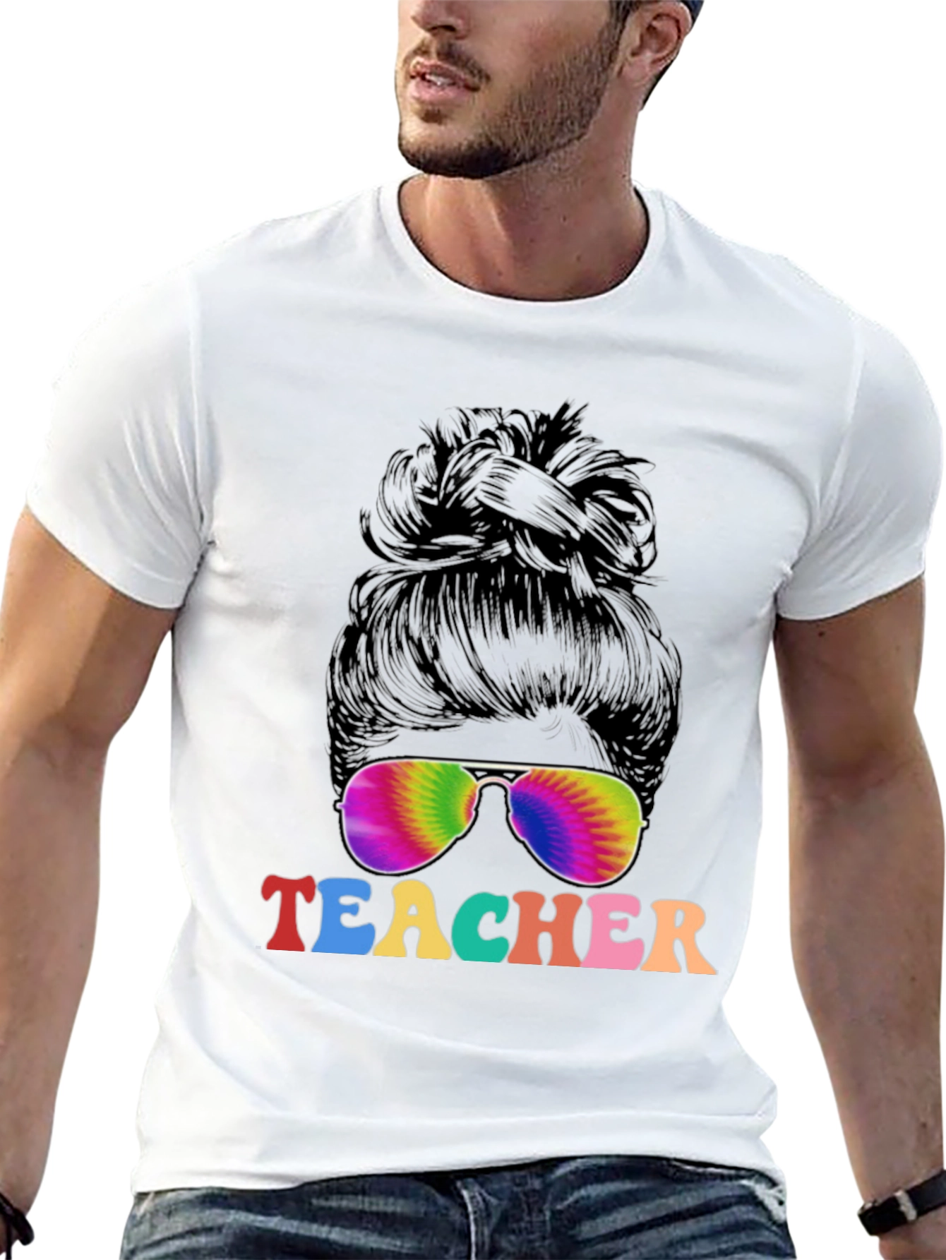 Teacher Messy Bun Graphic T-Shirt