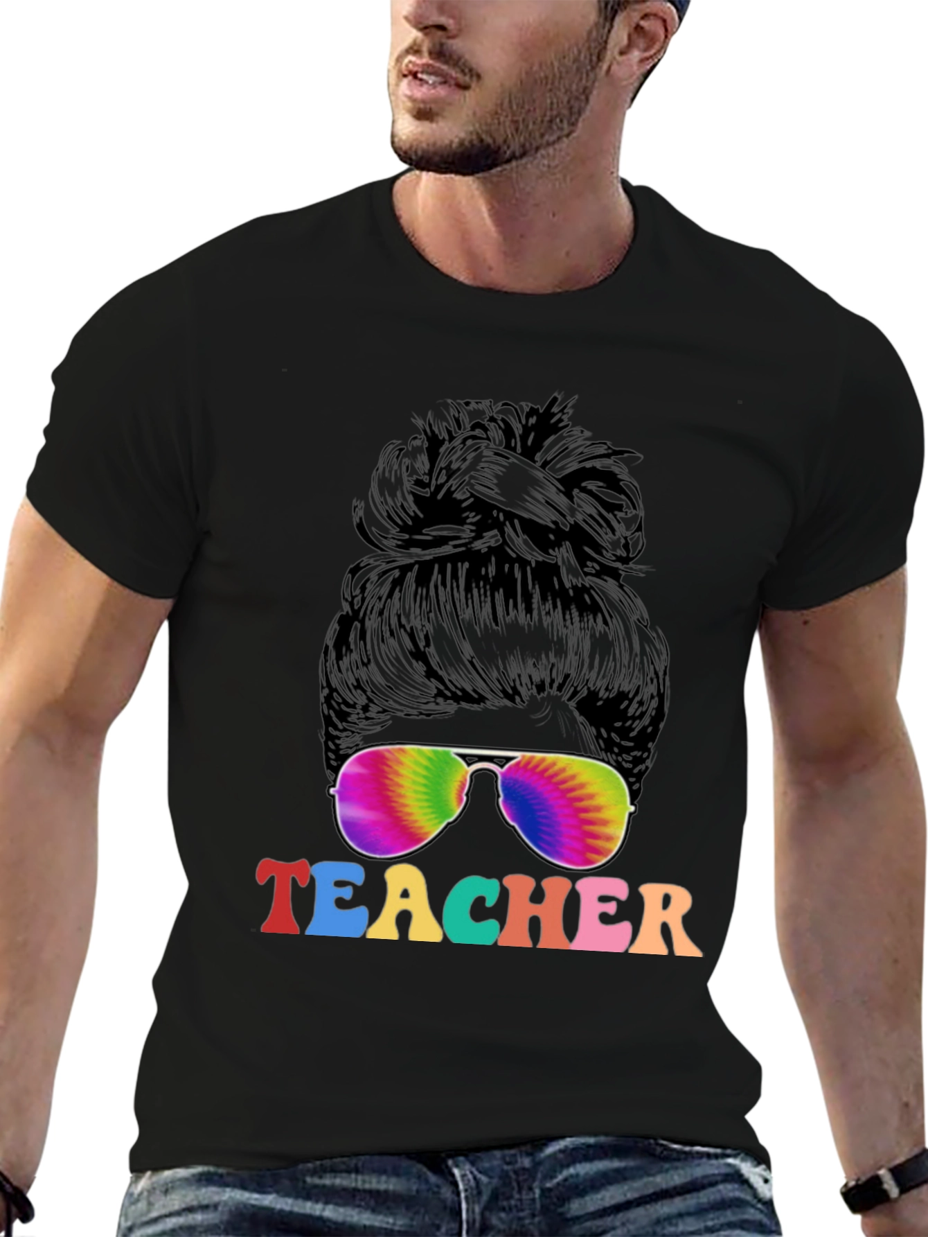 Teacher Messy Bun Graphic T-Shirt