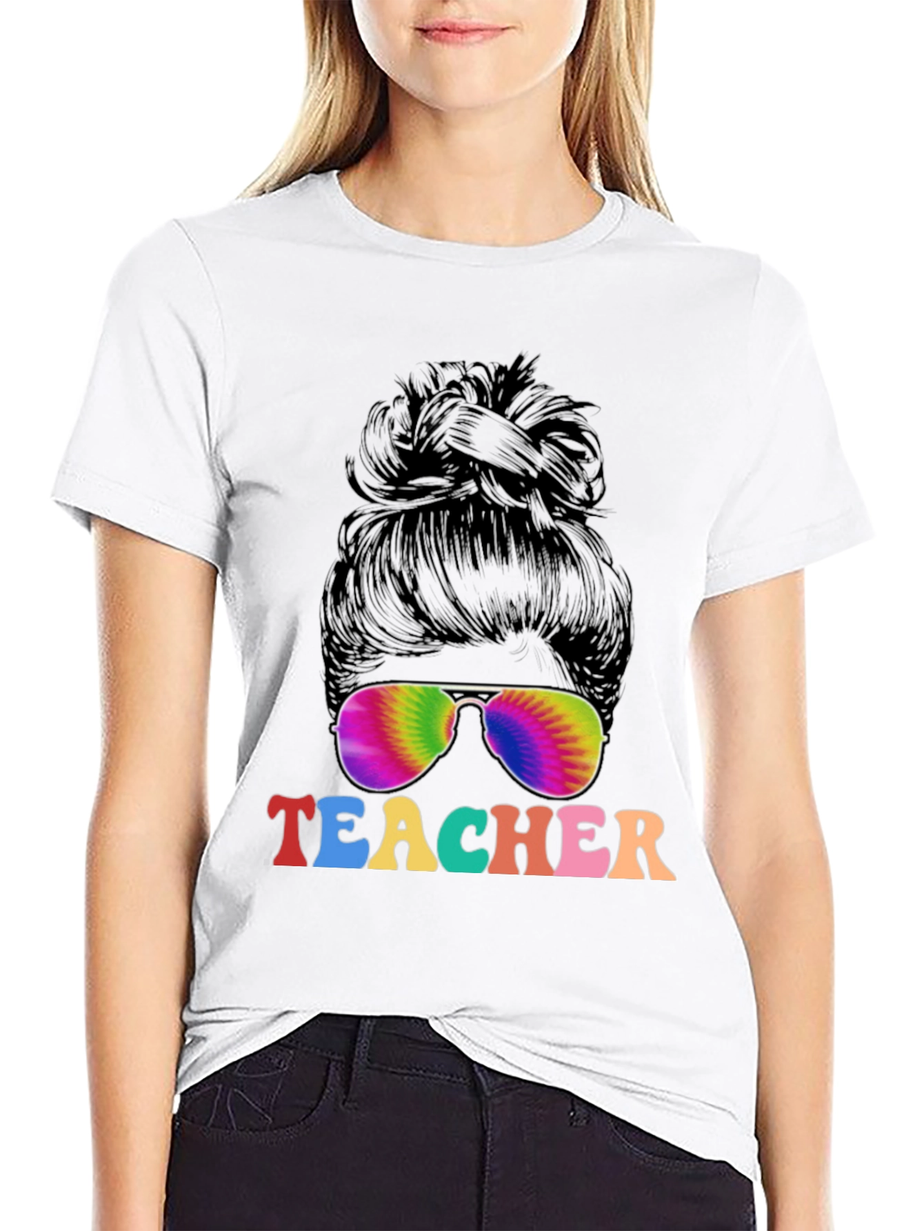 Teacher Messy Bun Graphic T-Shirt