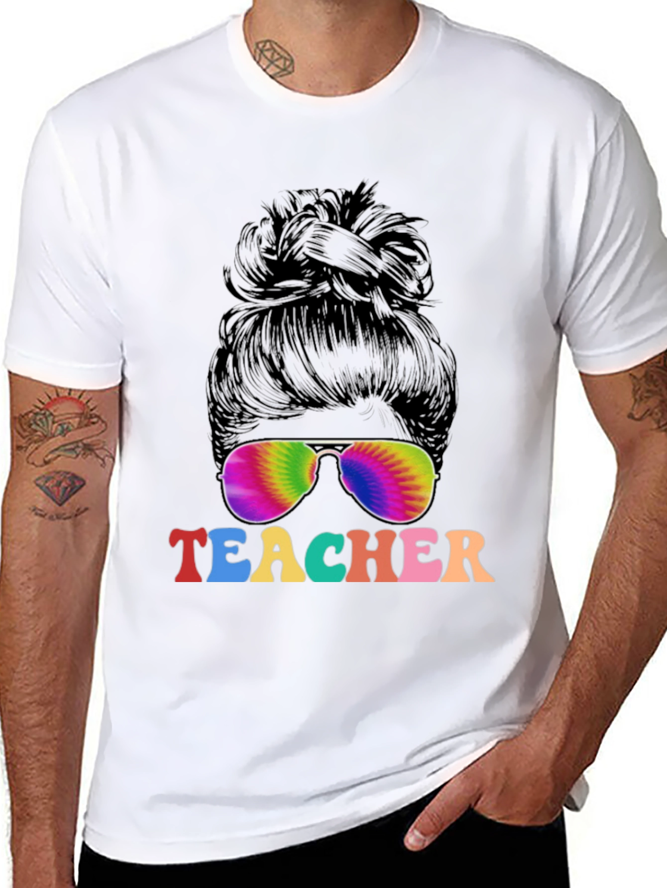 Teacher Messy Bun Graphic T-Shirt