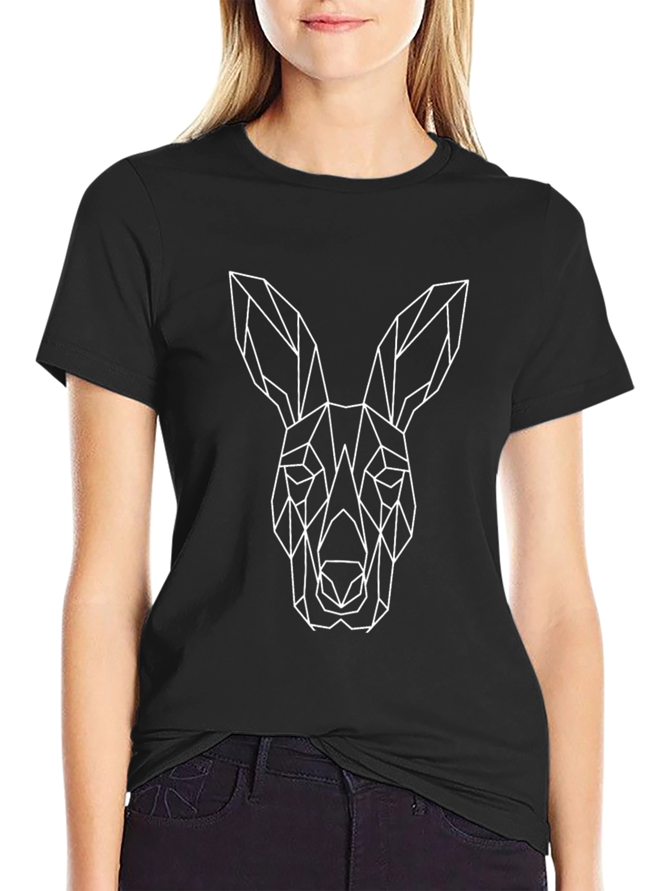 Geometric Hare Graphic Tee - Modern Rabbit Design