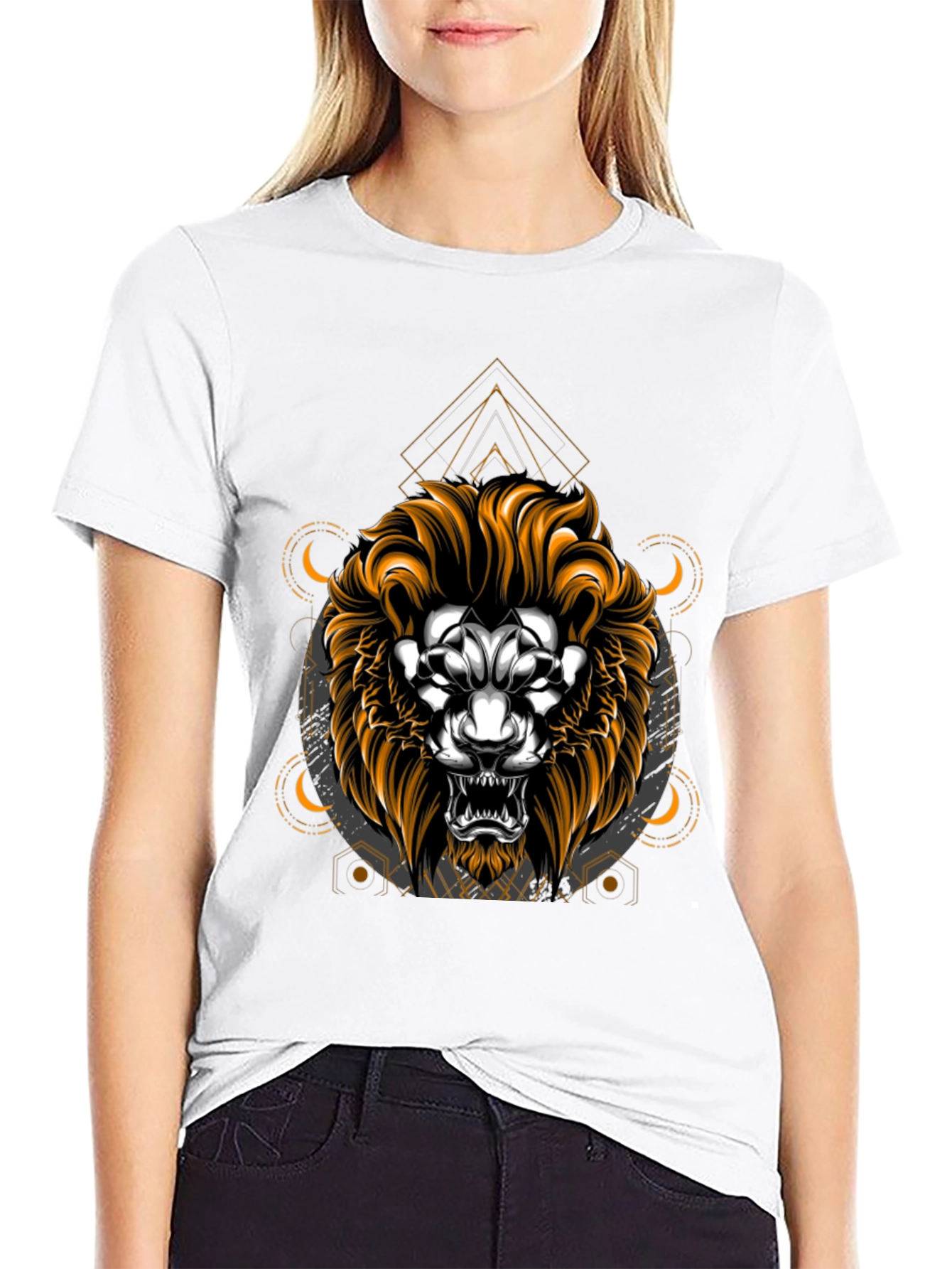 Lion Graphic T-Shirt - Geometric Design
