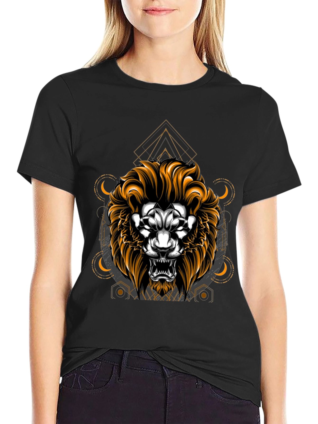 Lion Graphic T-Shirt - Geometric Design