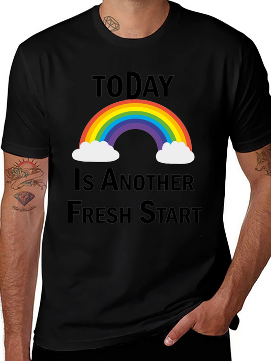 Fresh Start Rainbow Graphic Tee - Positive Vibes T-Shirt