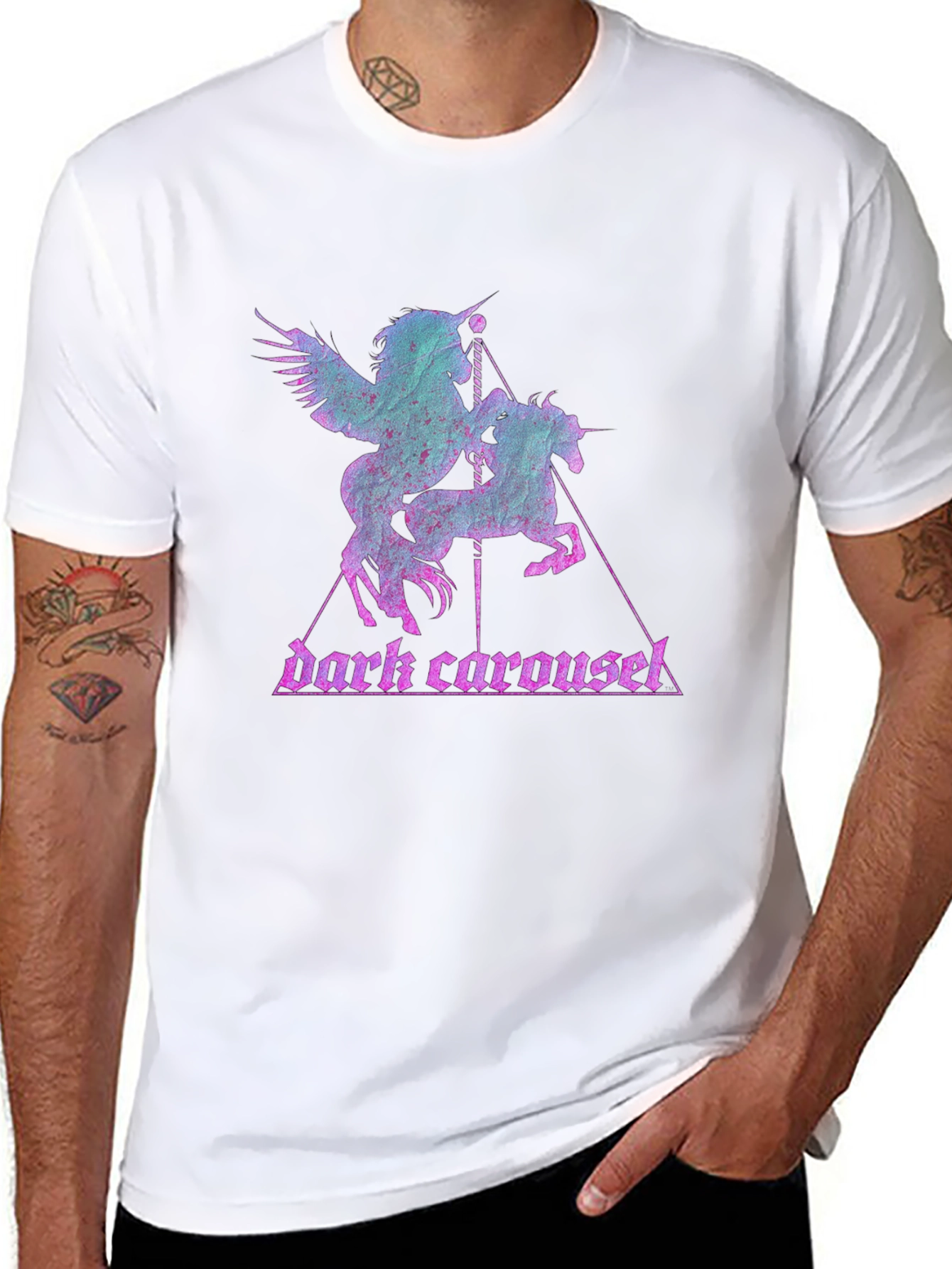Dark Carousel Unicorn Graphic Tee