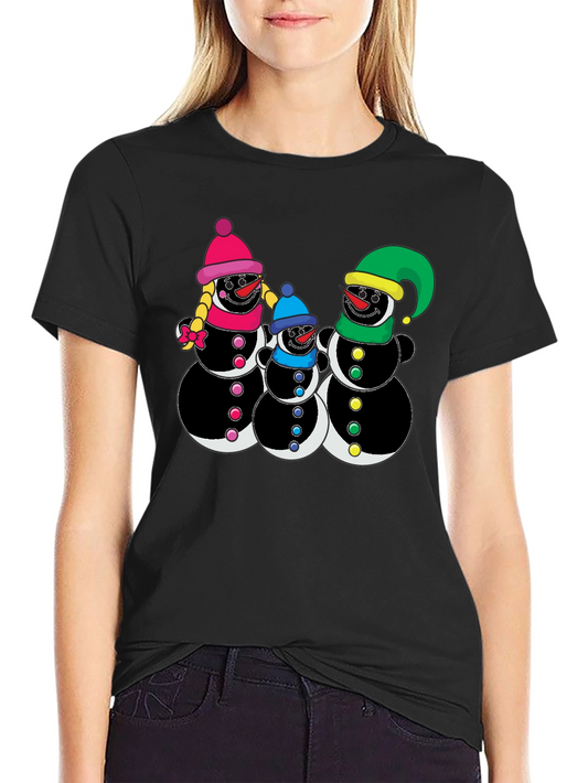 Festive Snowman Family Graphic T-Shirt