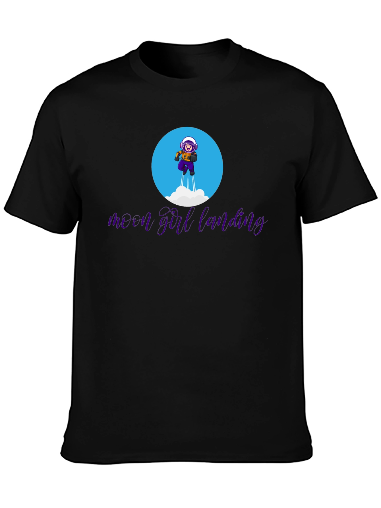 Moon Girl Landing Graphic Tee - Black Cotton