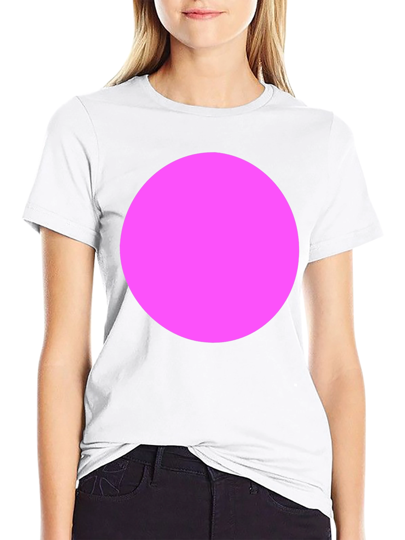 Mens Black T-Shirt with Bold Pink Circle