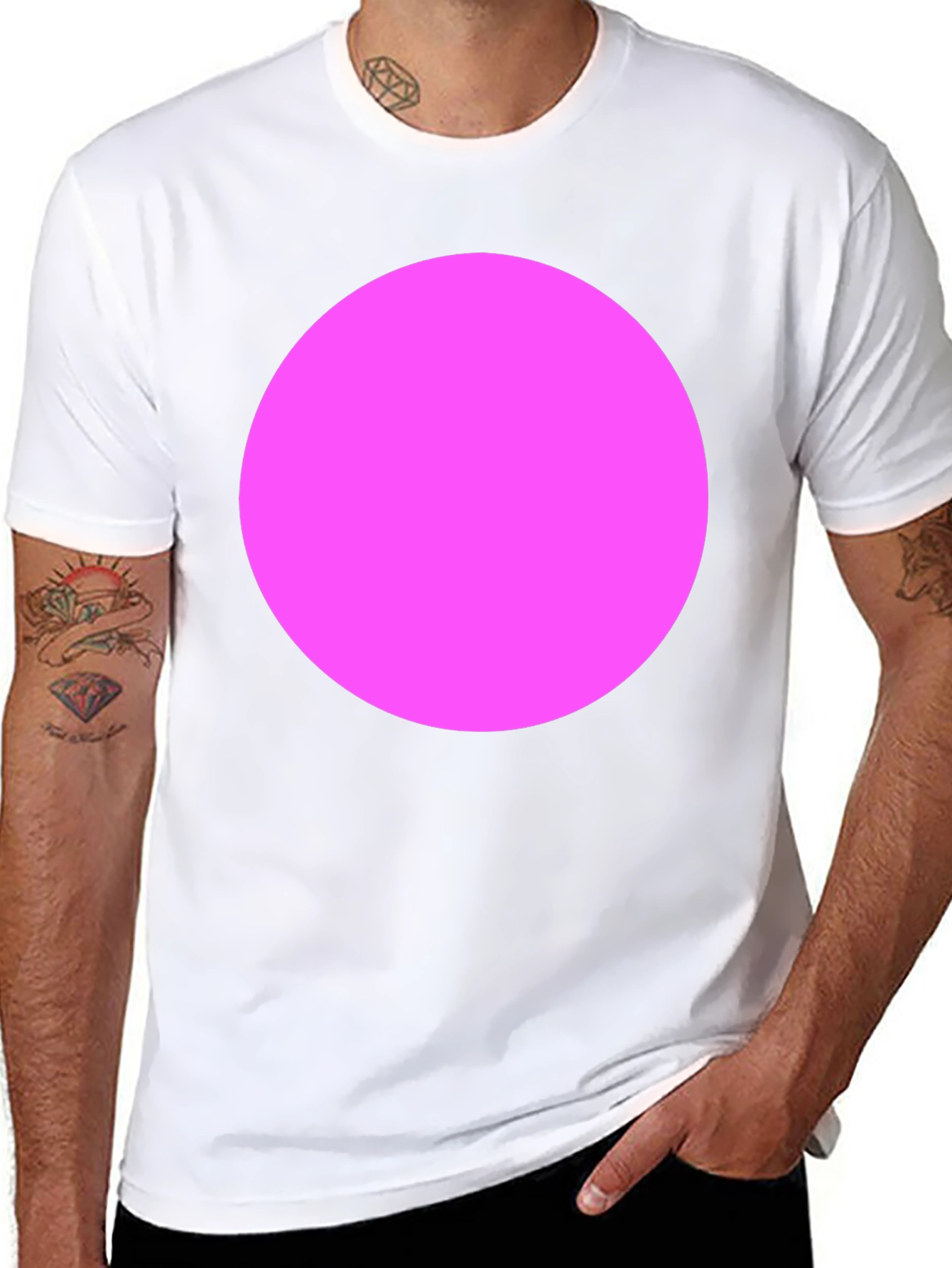 Mens Black T-Shirt with Bold Pink Circle