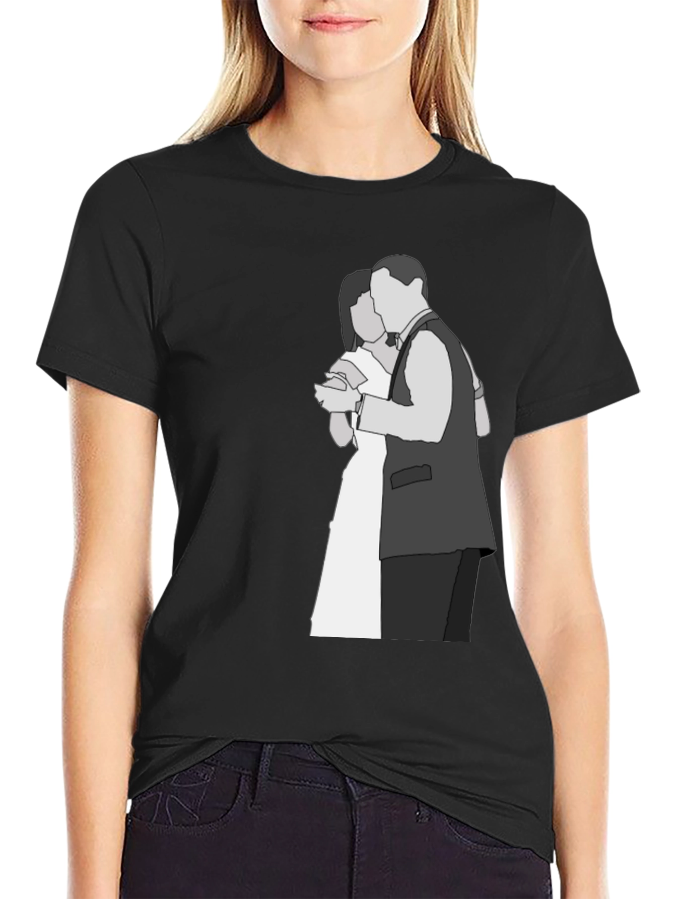 Couple Dancing Graphic Tee - Black Cotton Shirt