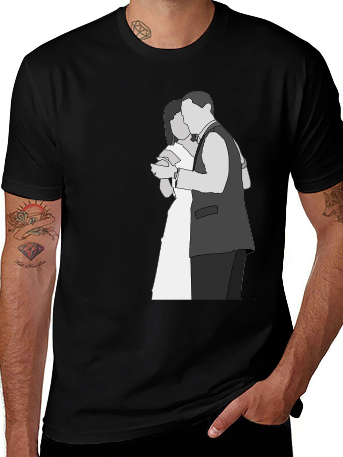 Couple Dancing Graphic Tee - Black Cotton Shirt