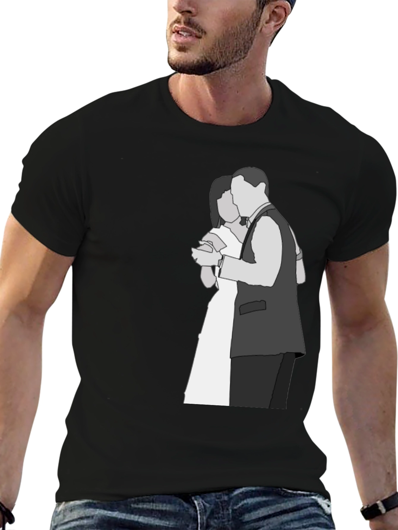 Couple Dancing Graphic Tee - Black Cotton Shirt