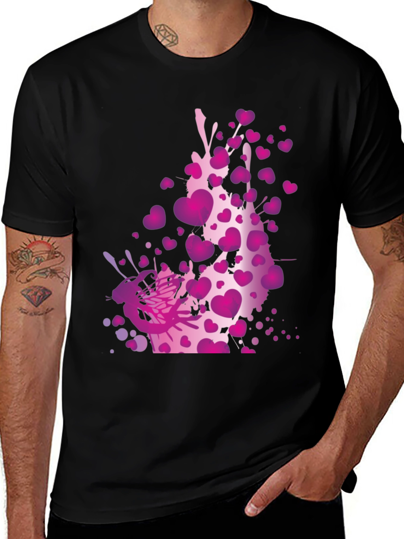 Heart Splash Graphic Tee - Black