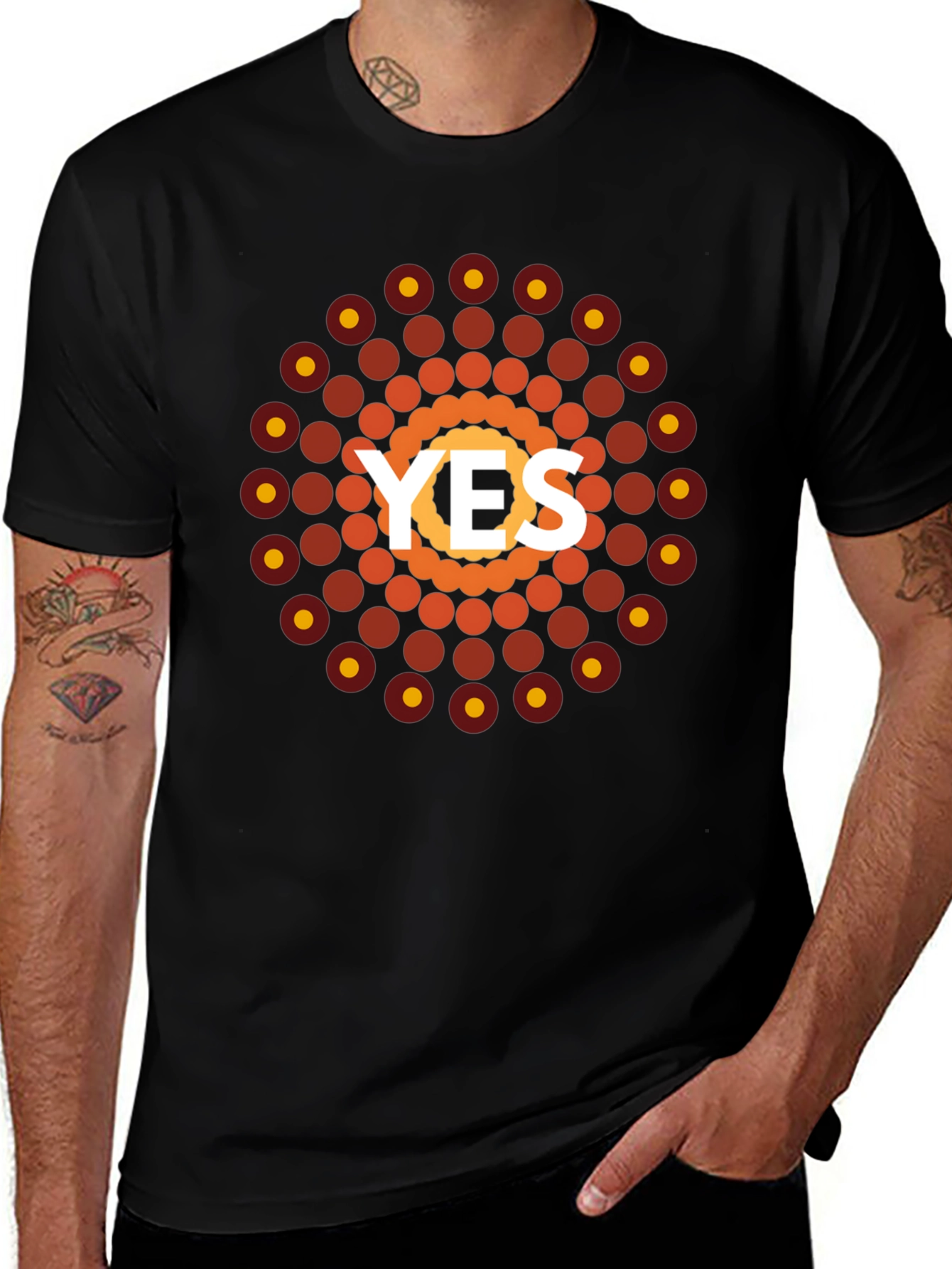 Geometric YES Graphic Tee - Black