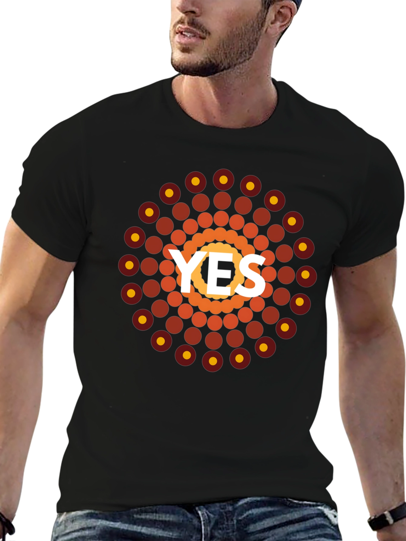 Geometric YES Graphic Tee - Black