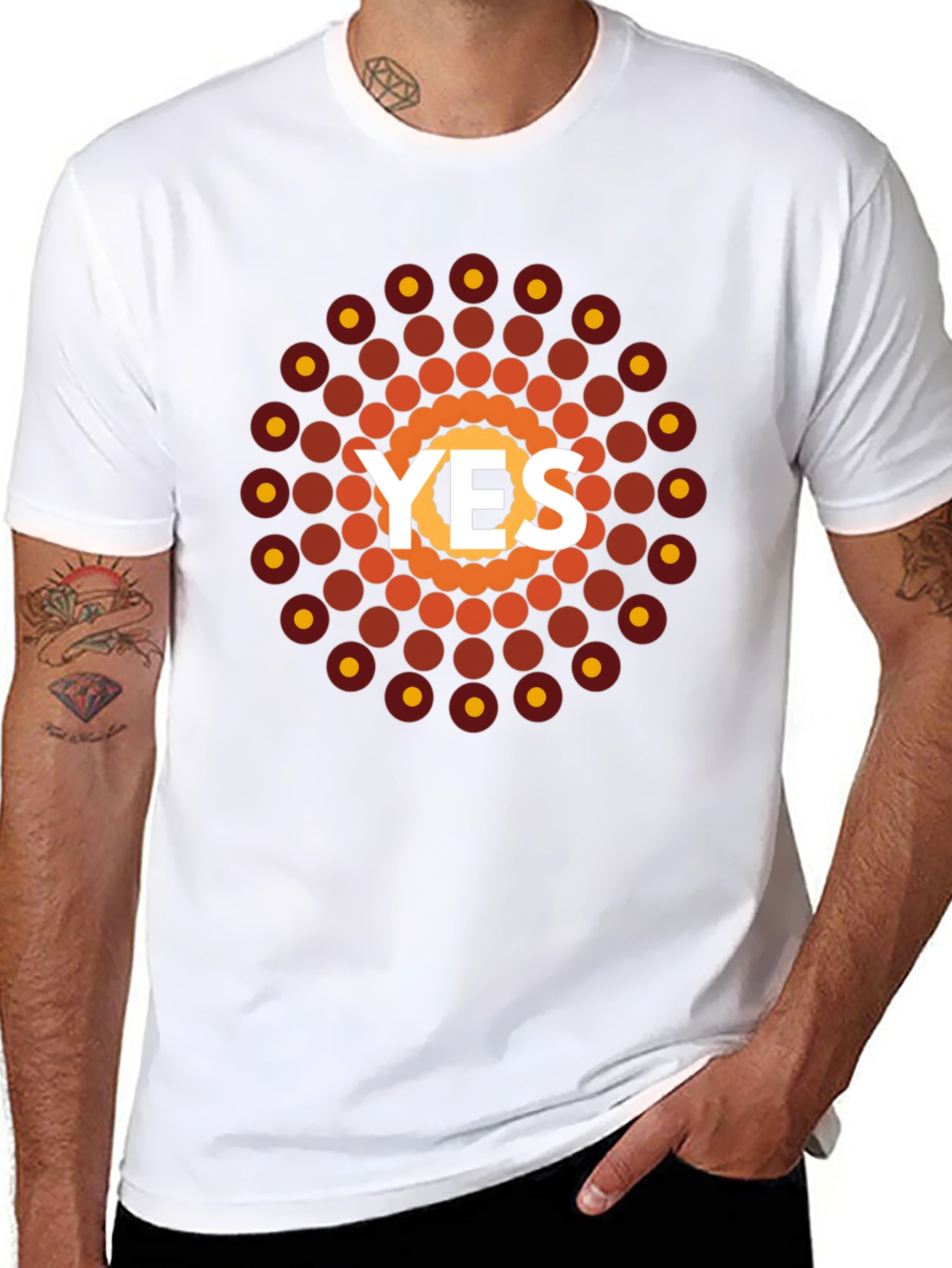 Geometric YES Graphic Tee - Black