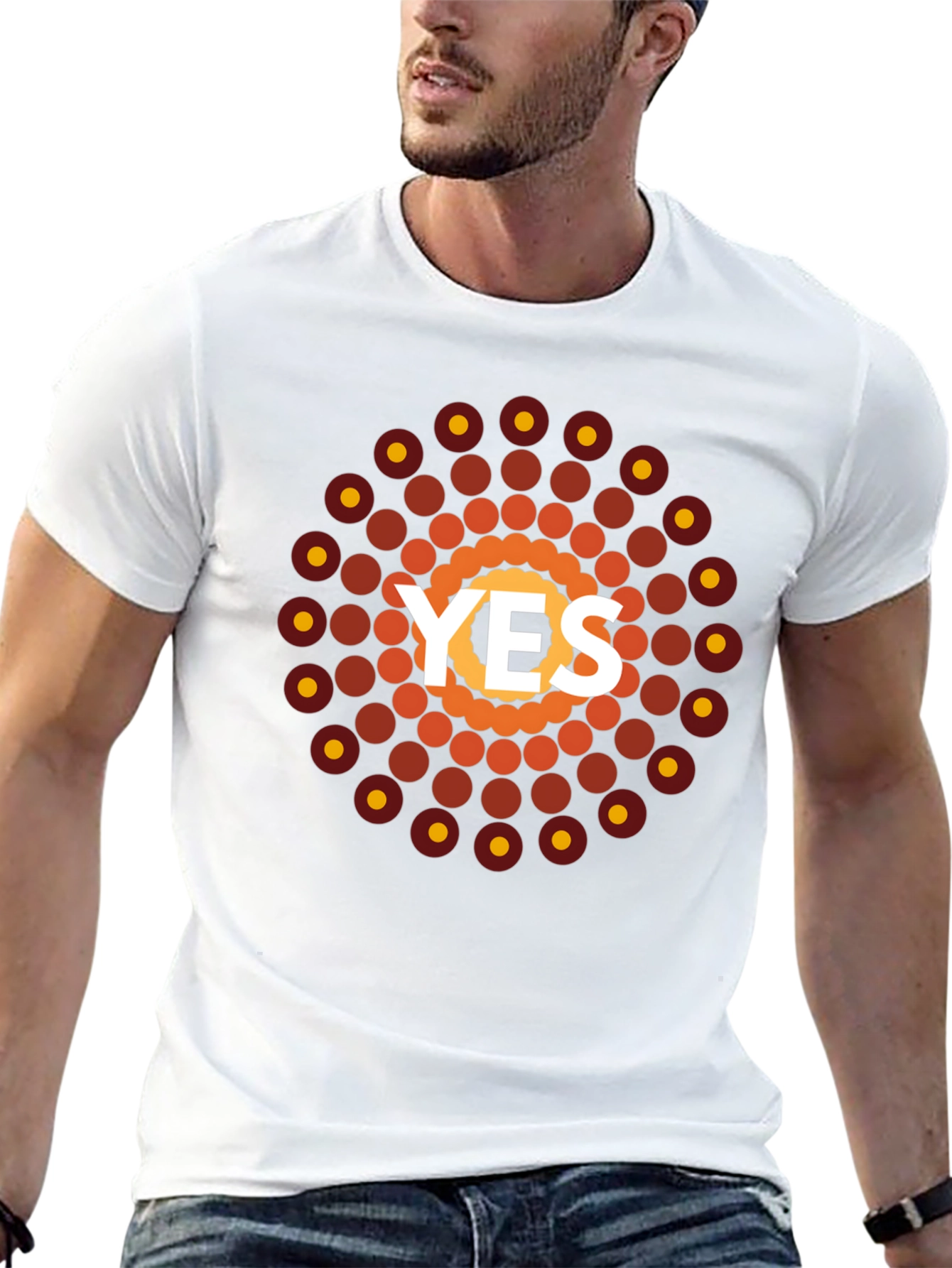 Geometric YES Graphic Tee - Black