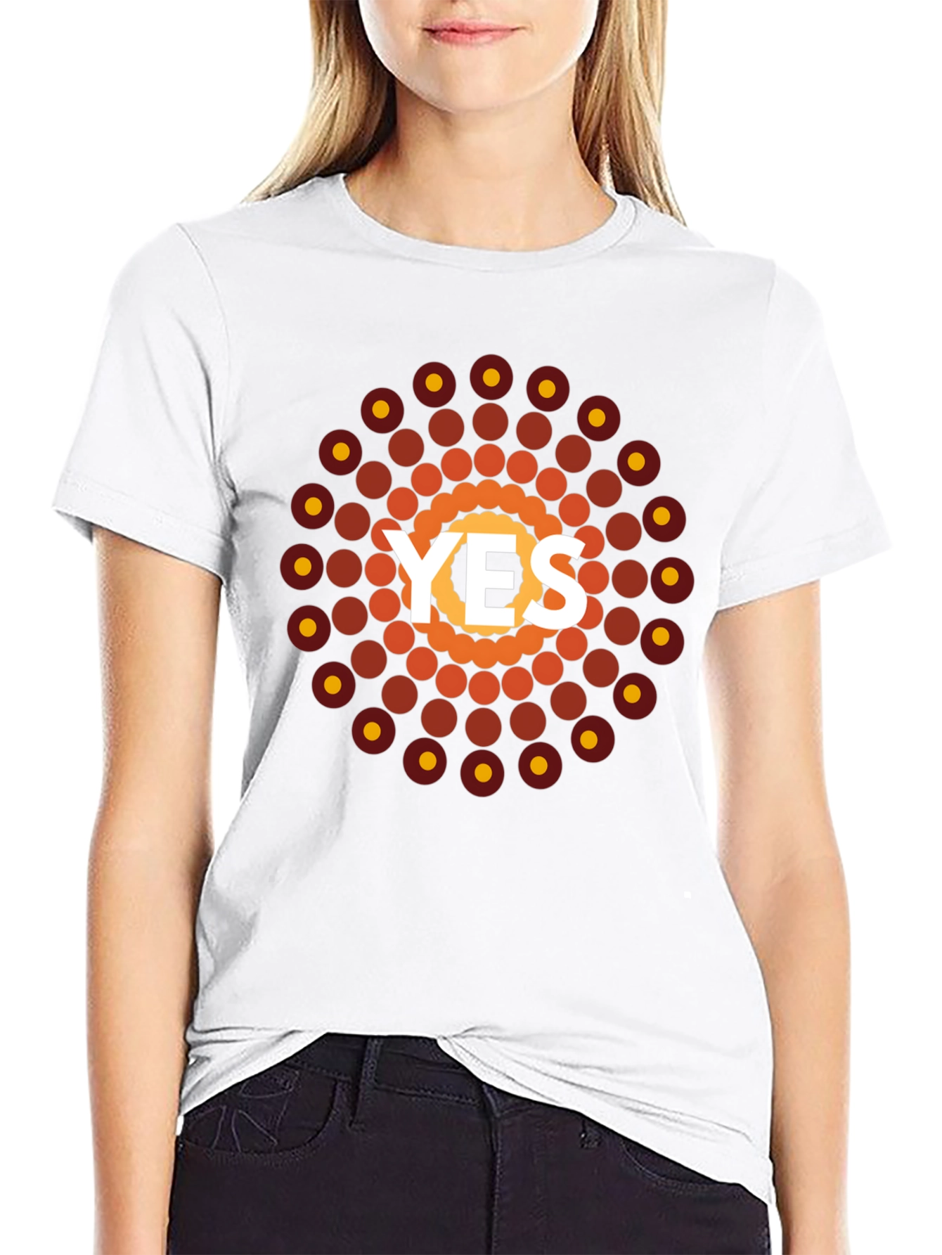 Geometric YES Graphic Tee - Black