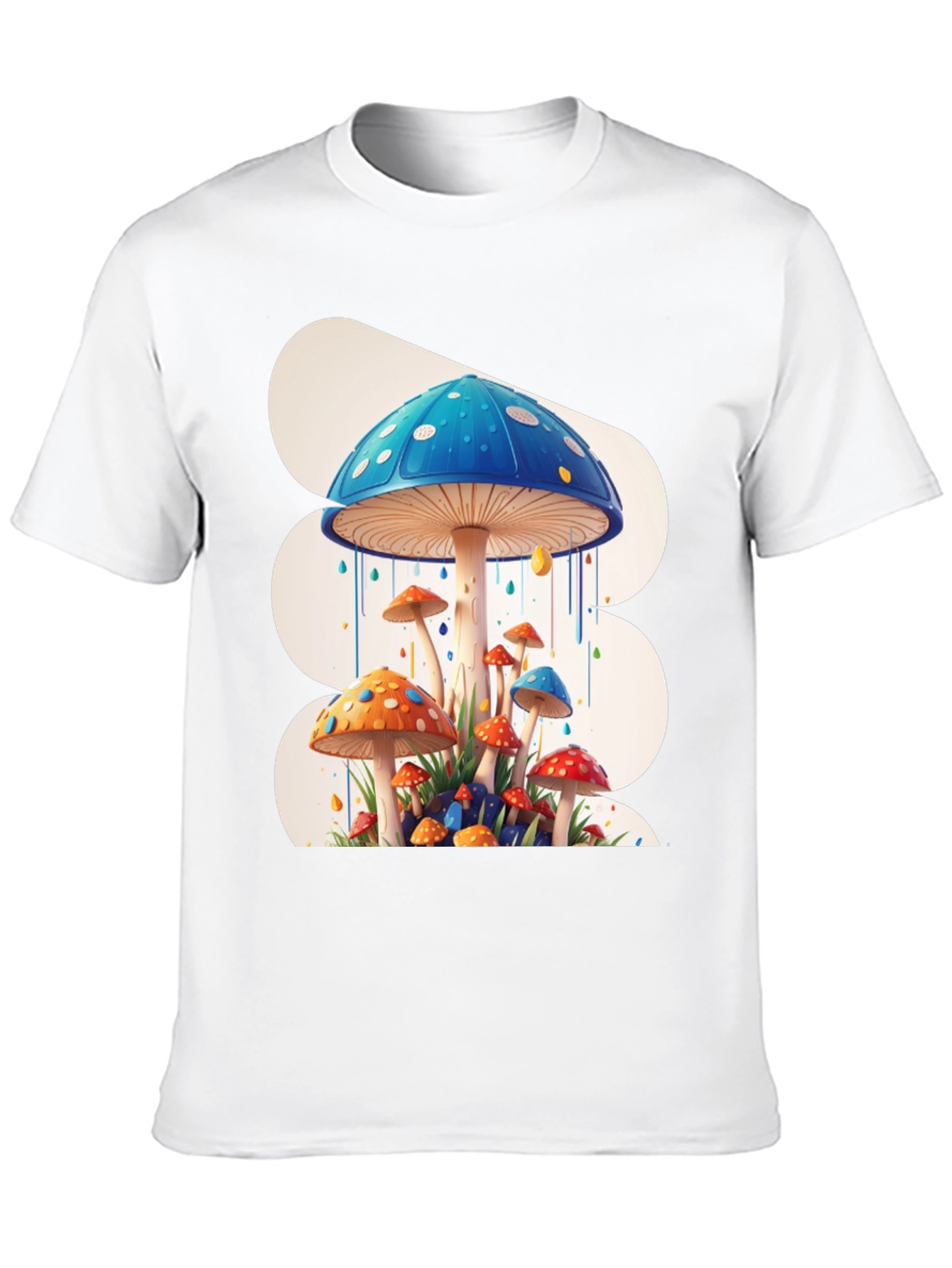 Funky Mushroom Graphic Tee - Black Cotton
