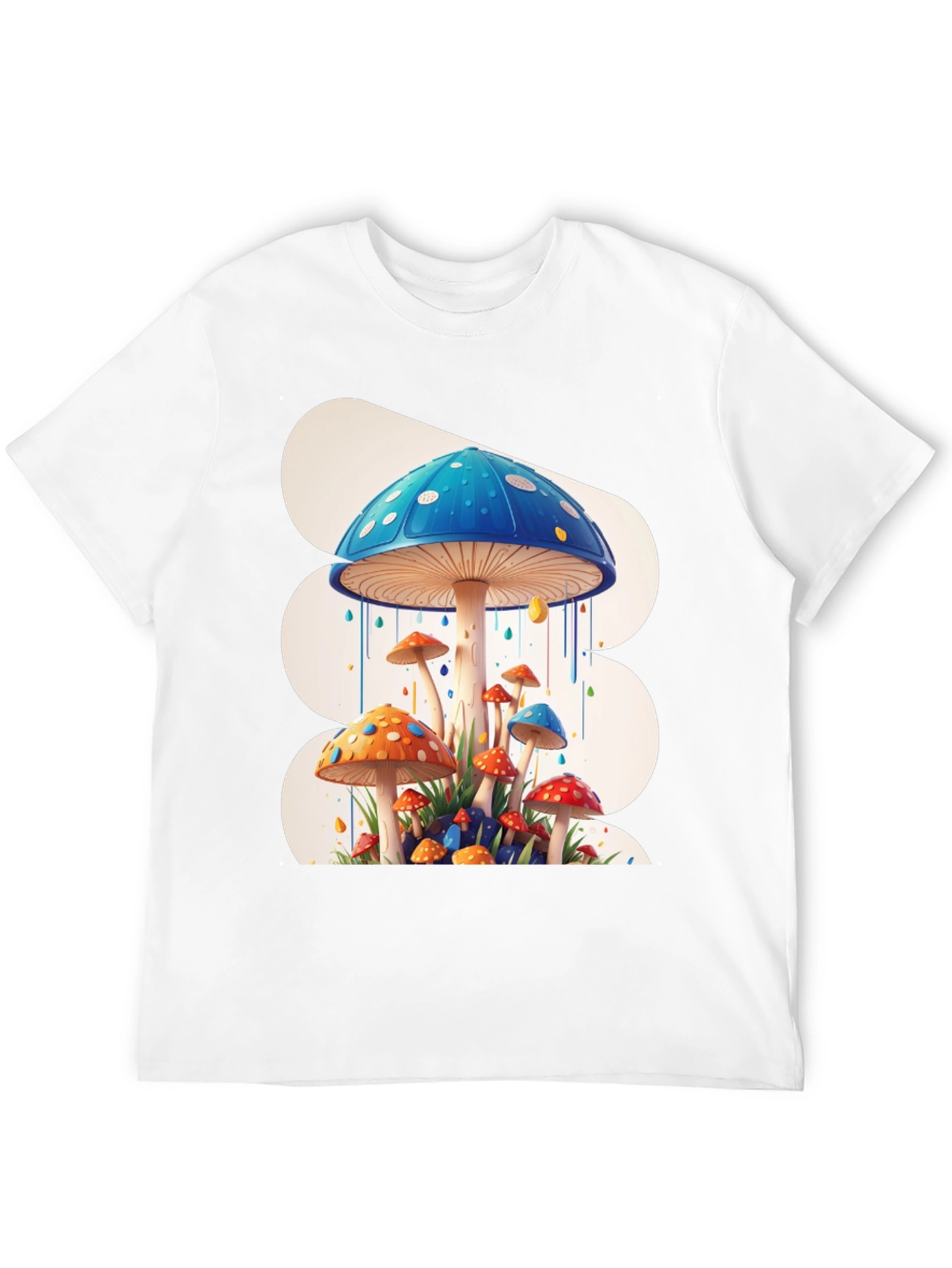 Funky Mushroom Graphic Tee - Black Cotton