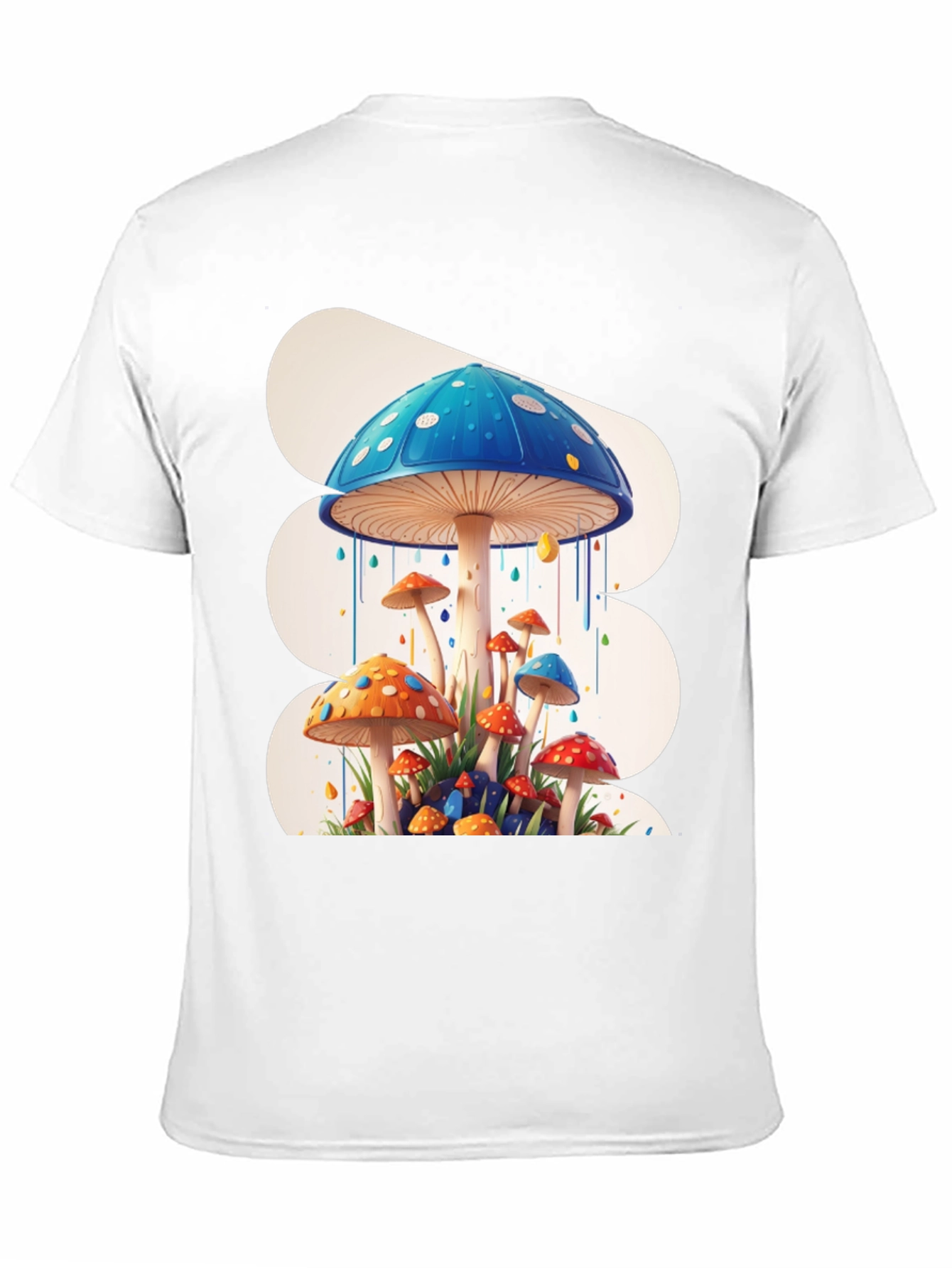 Funky Mushroom Graphic Tee - Black Cotton