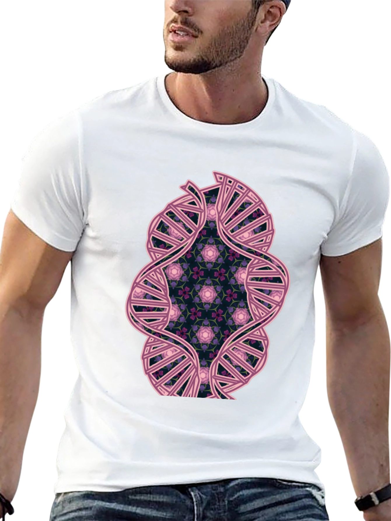 DNA Floral Graphic Black T-Shirt