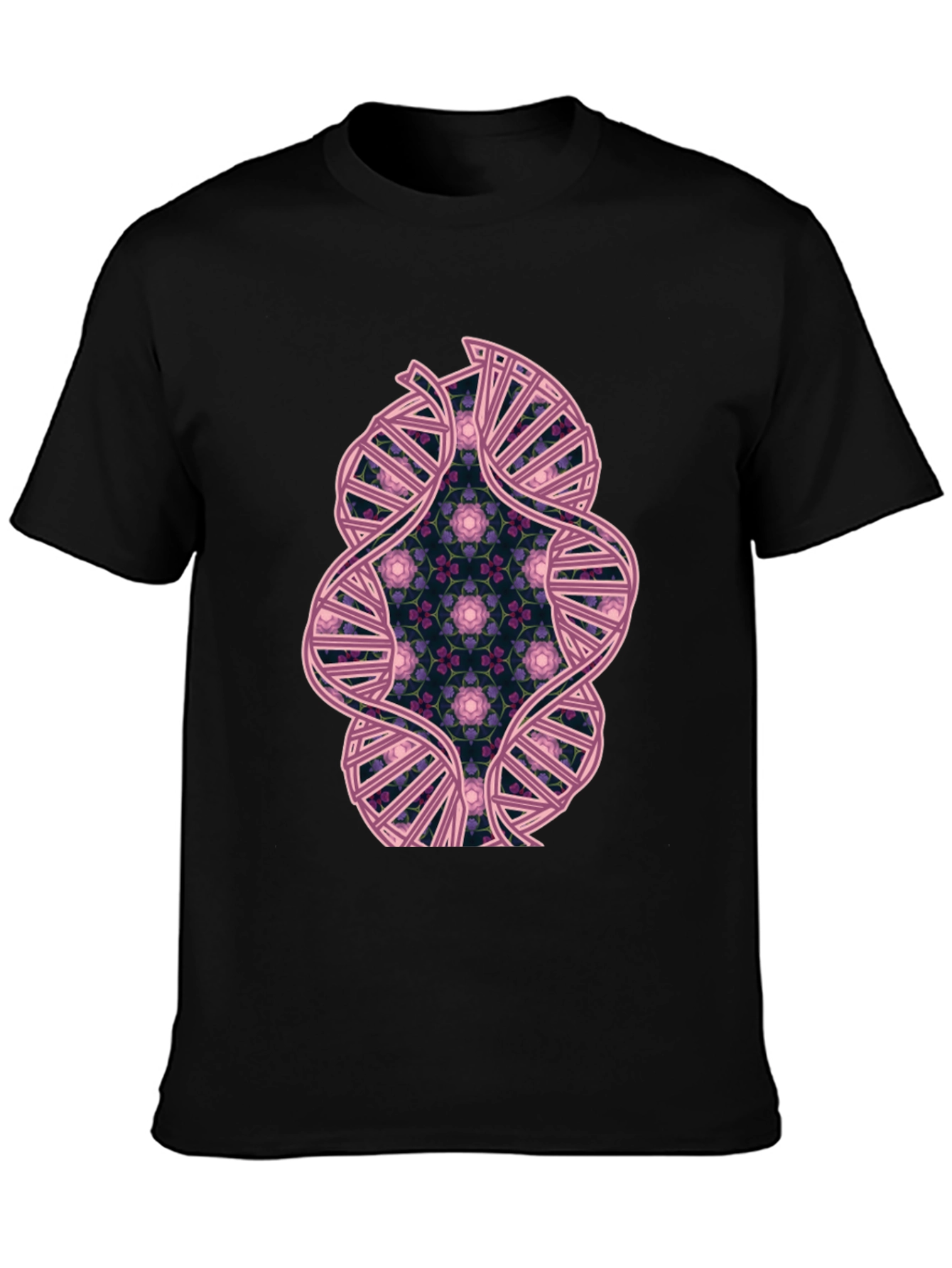 DNA Floral Graphic Black T-Shirt