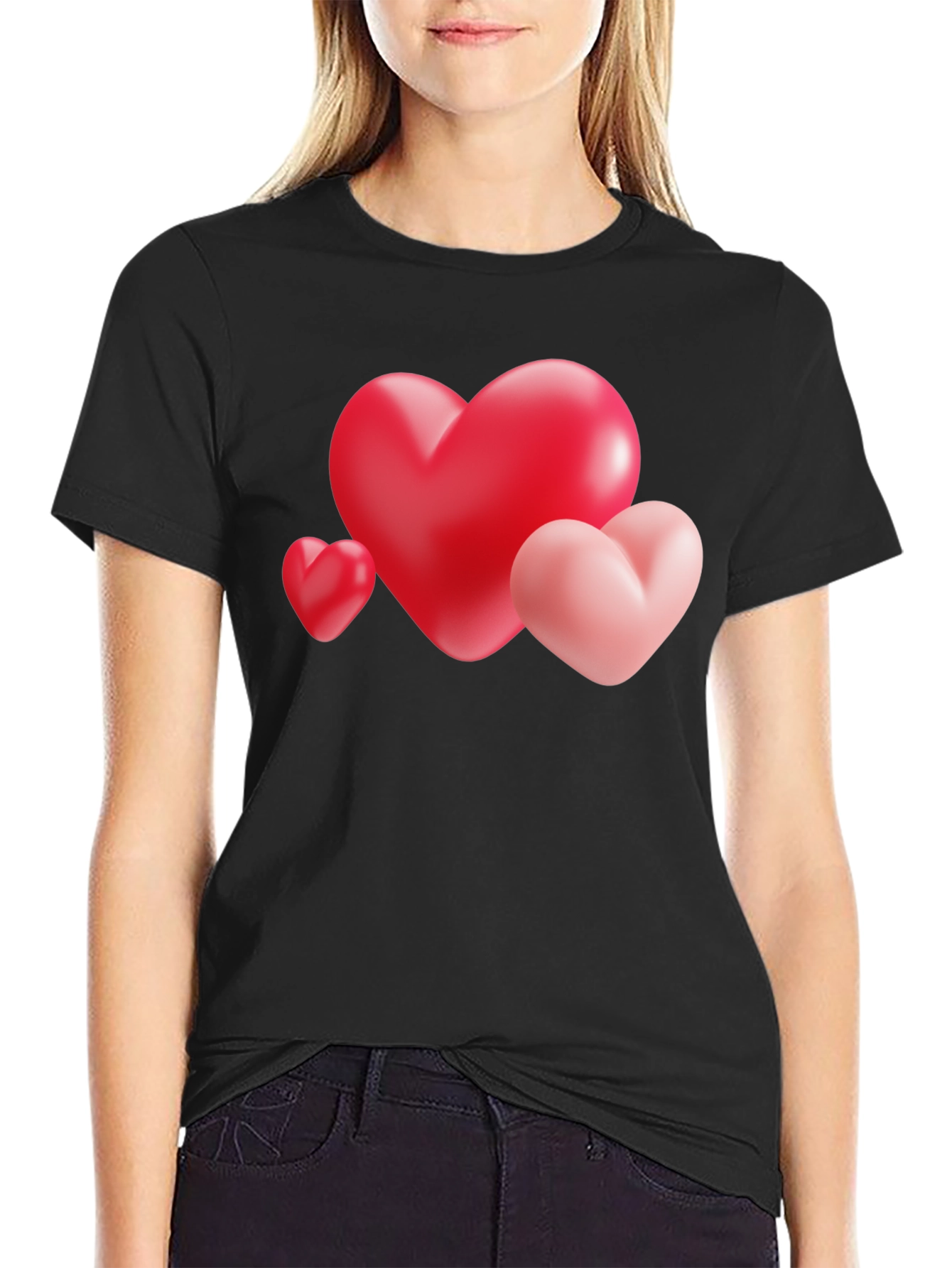 Heart Trio Graphic Tee - Valentines Day Shirt