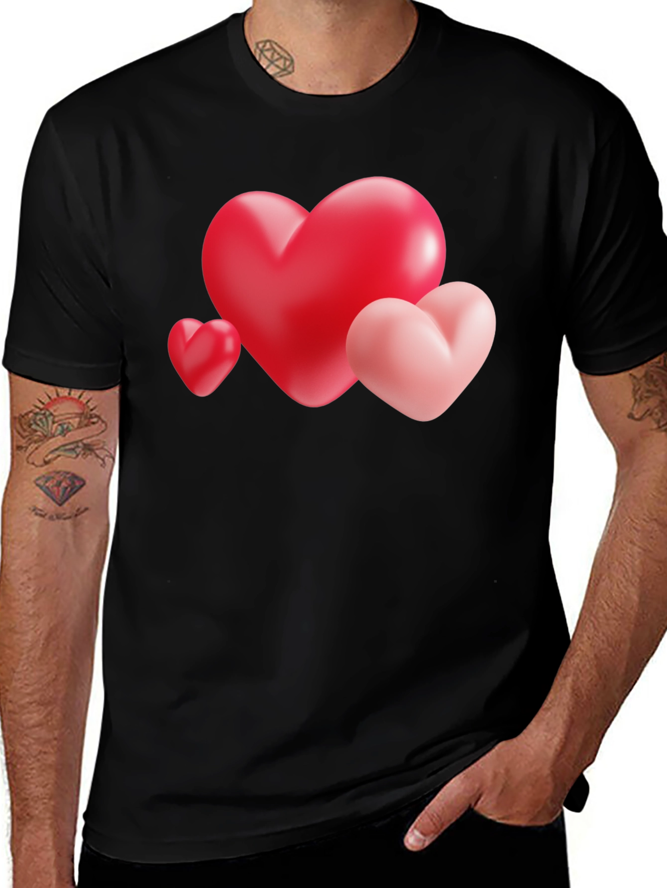 Heart Trio Graphic Tee - Valentines Day Shirt