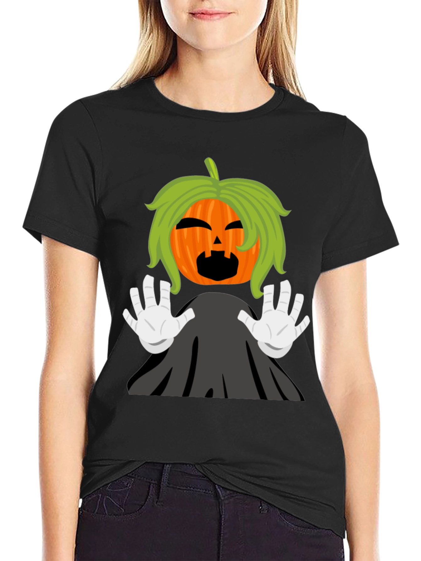 Halloween Pumpkin Ghost Graphic T-Shirt