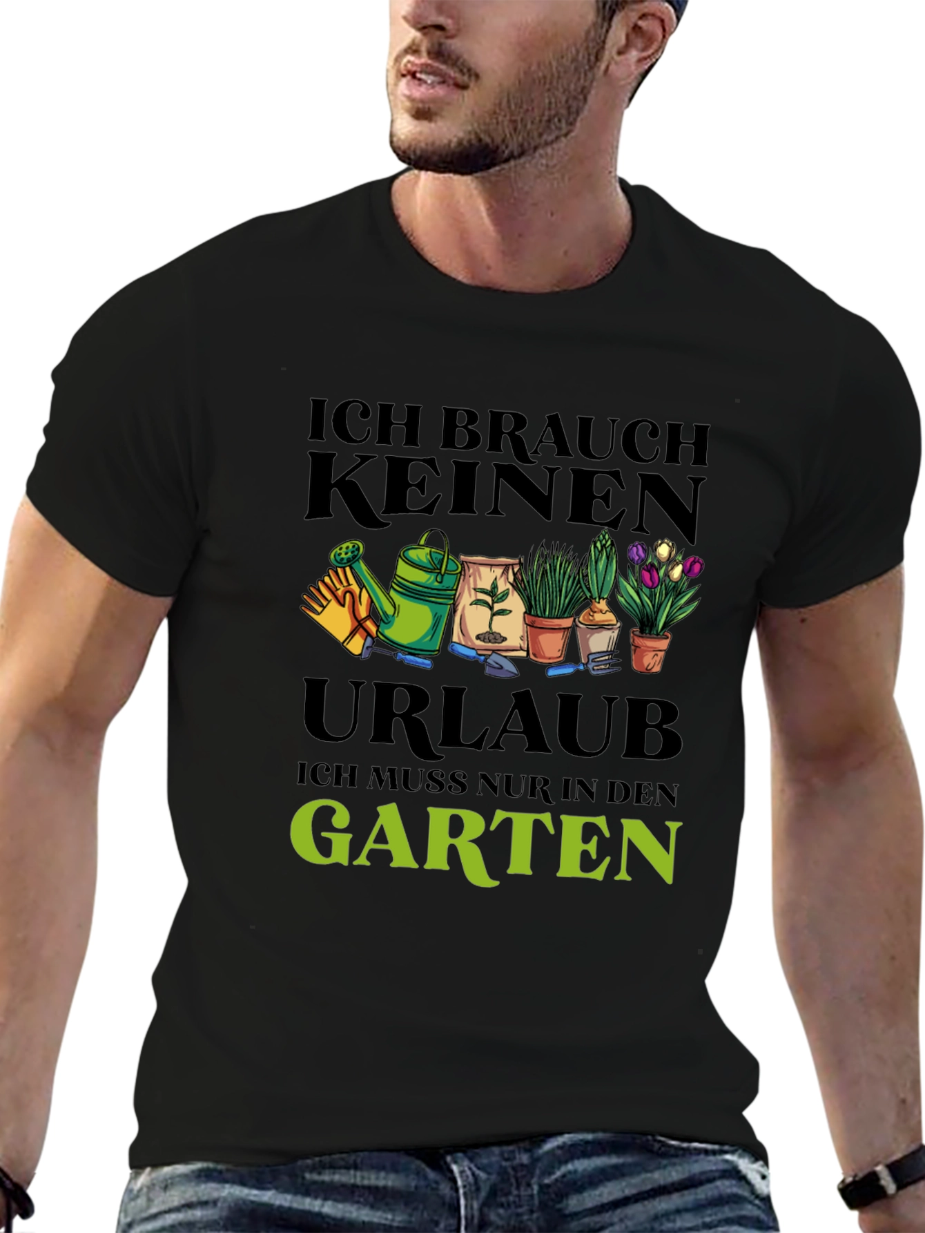 Gardeners Delight: I Need No Vacation Black T-Shirt