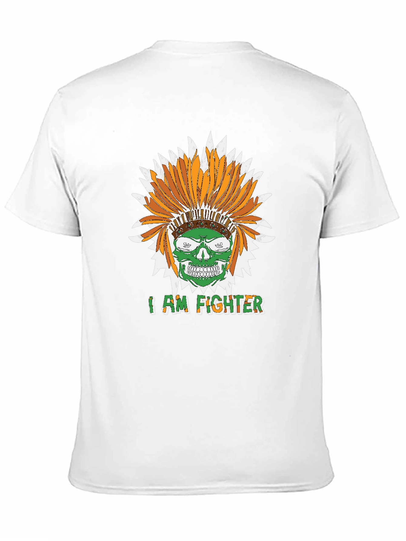 I Am Fighter Headdress Skull Black T-Shirt