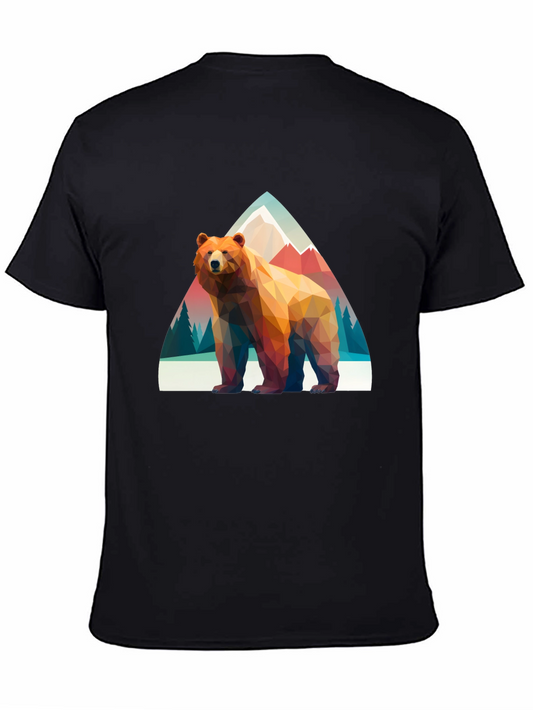 Geometric Bear T-Shirt - Mountain Scene Graphic Tee