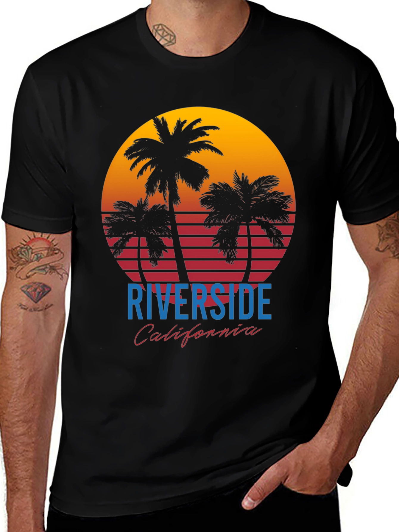 Riverside California Palm Sunset Graphic Tee