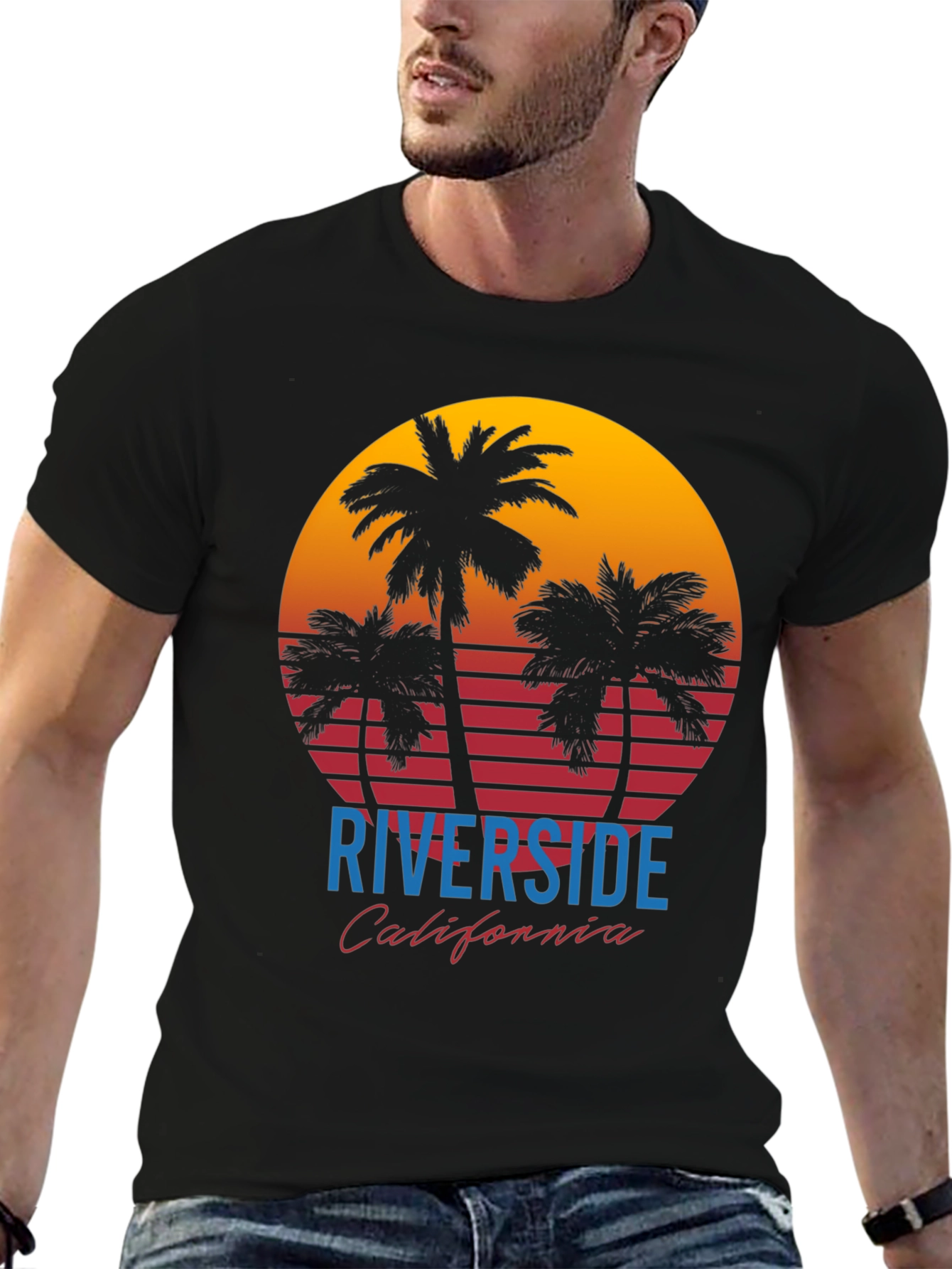 Riverside California Palm Sunset Graphic Tee