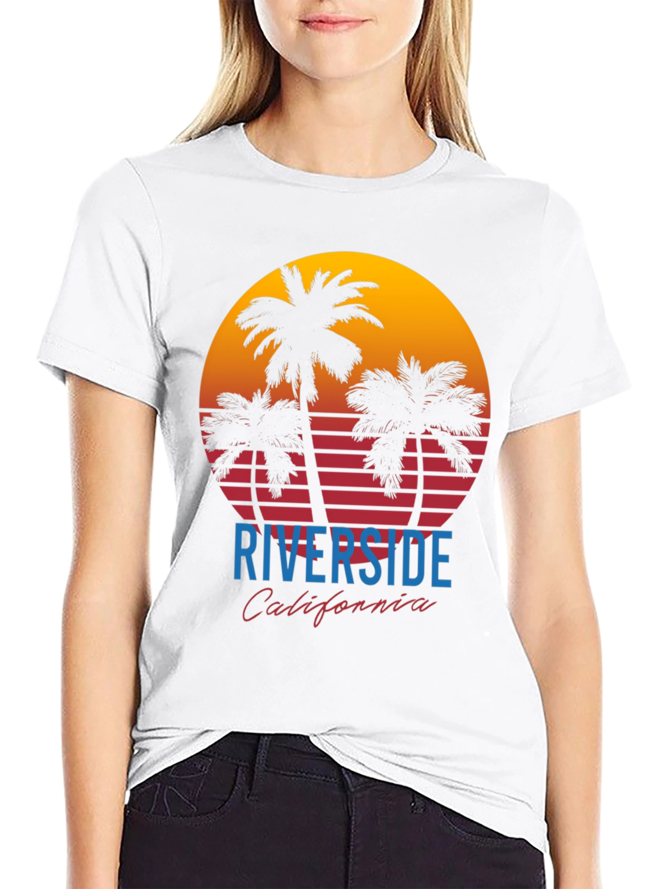 Riverside California Palm Sunset Graphic Tee